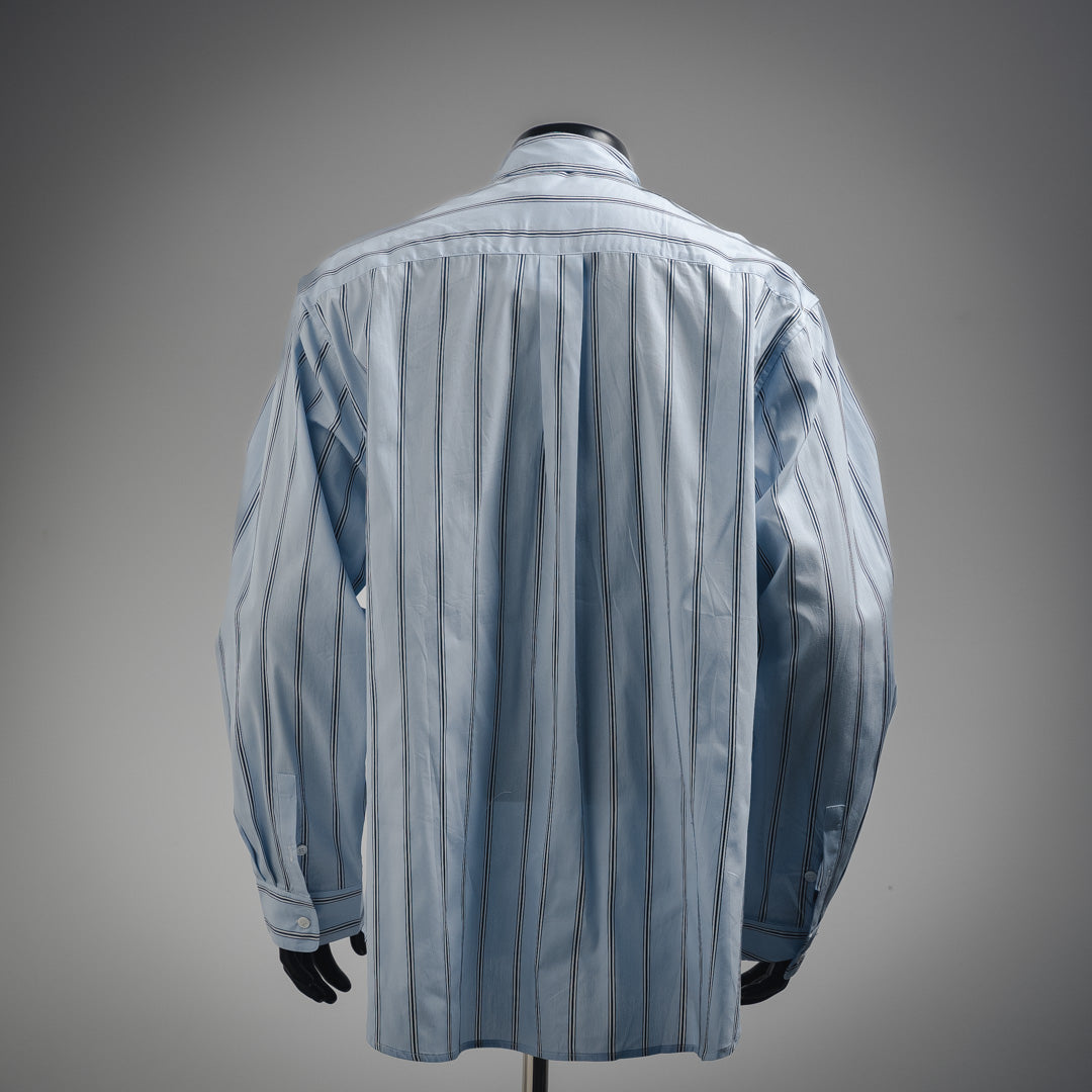 D Letter Embroidered Striped Long Sleeve Shirt