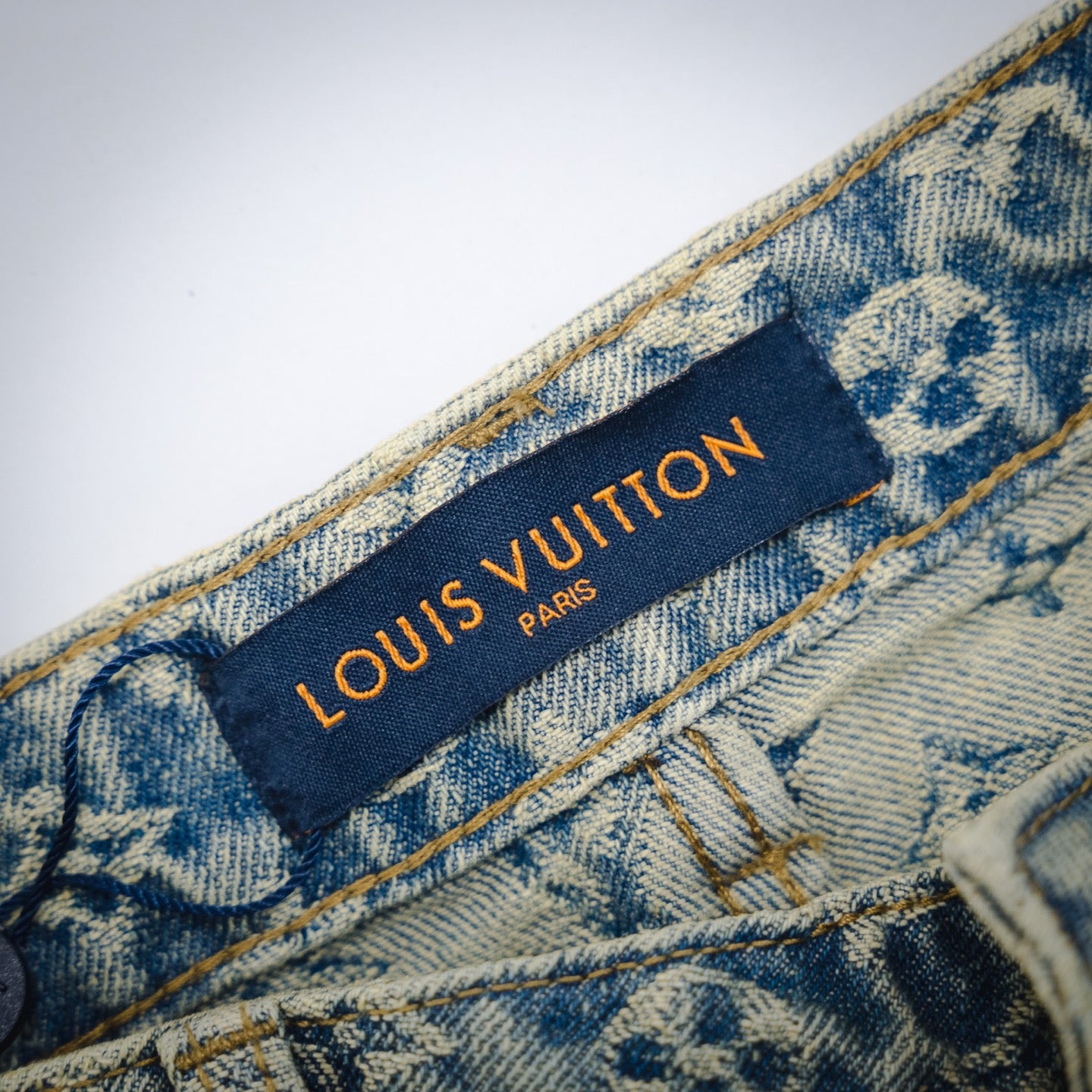 1V Jacquard straight washed jeans
