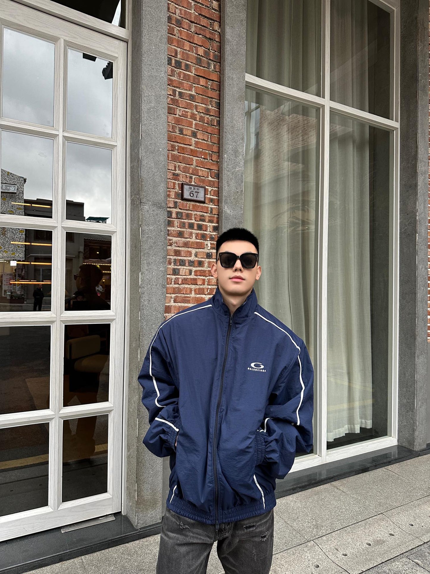 B Catwalk-Stil doppelseitige Lederjacke