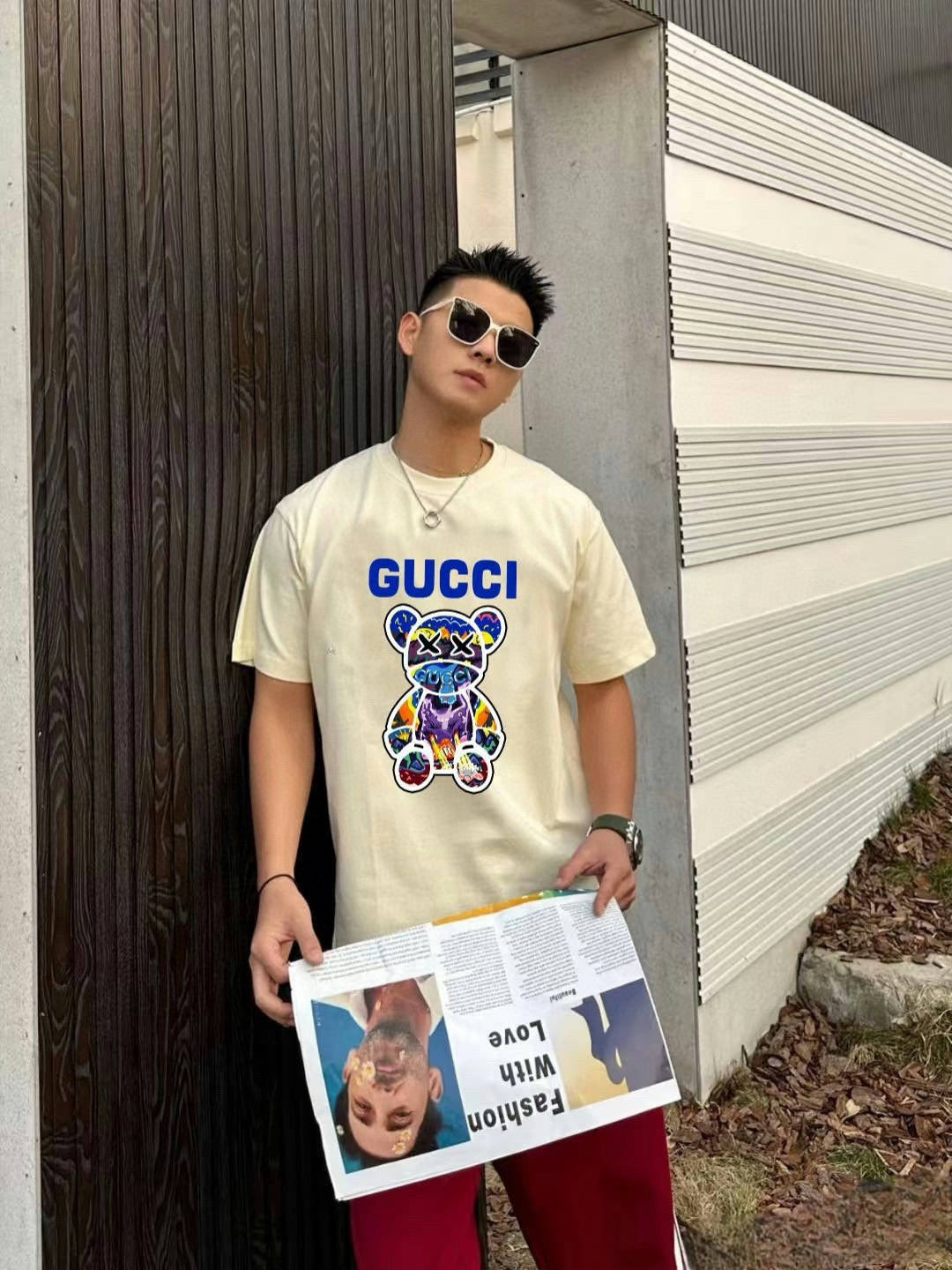 G 24ss graffiti bear print T-shirt