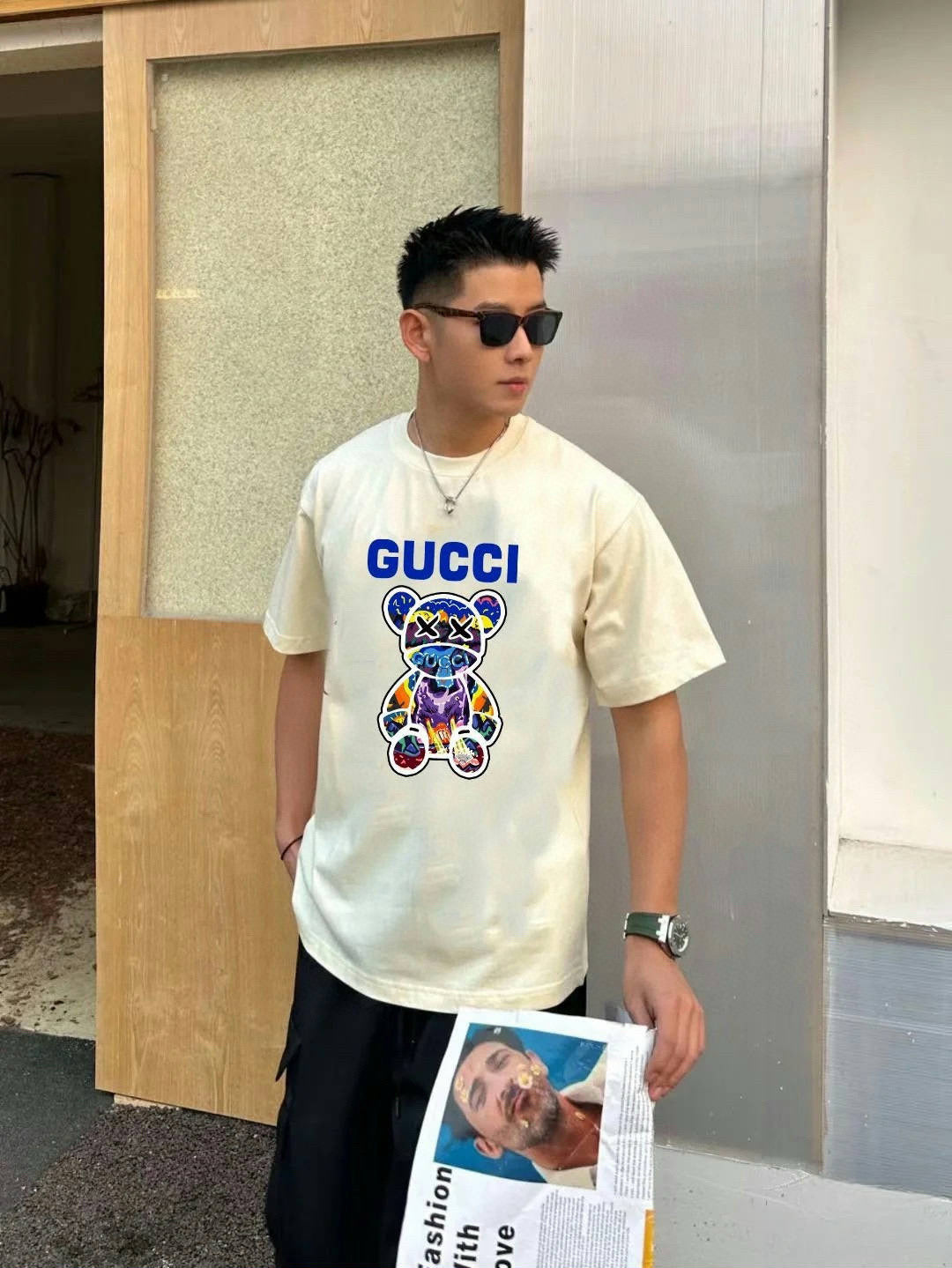G 24ss graffiti bear print T-shirt