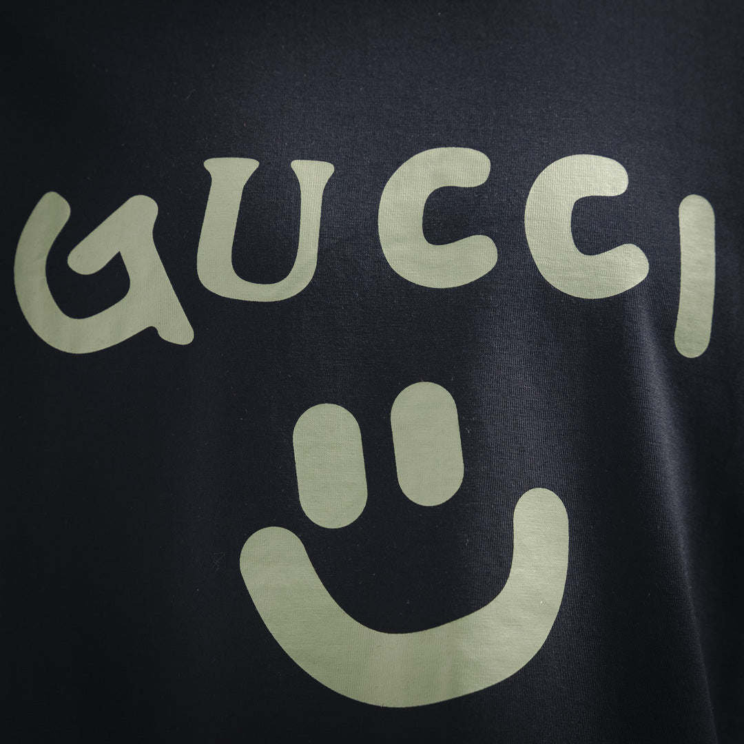 G Smiley Gesicht bedrucktes T-Shirt