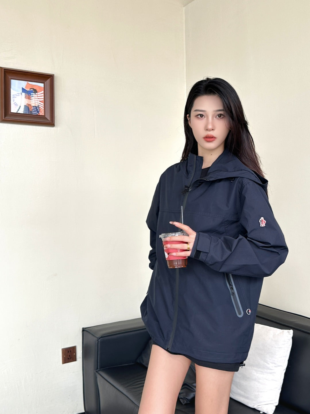 Mo 2025SS Embroidered logo hooded jacket