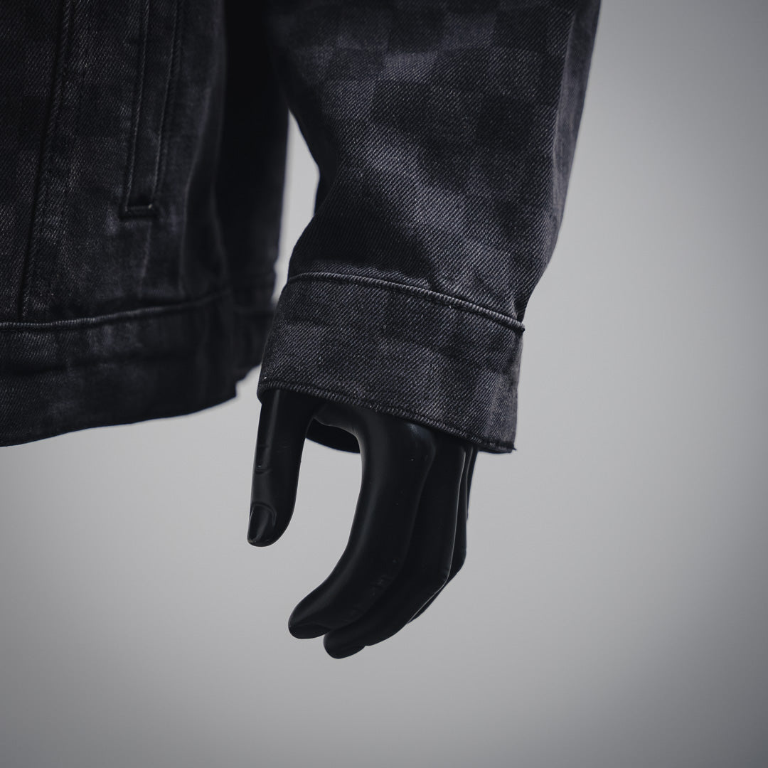 1V 24FW Gradient Checkerboard Denim Jacket set