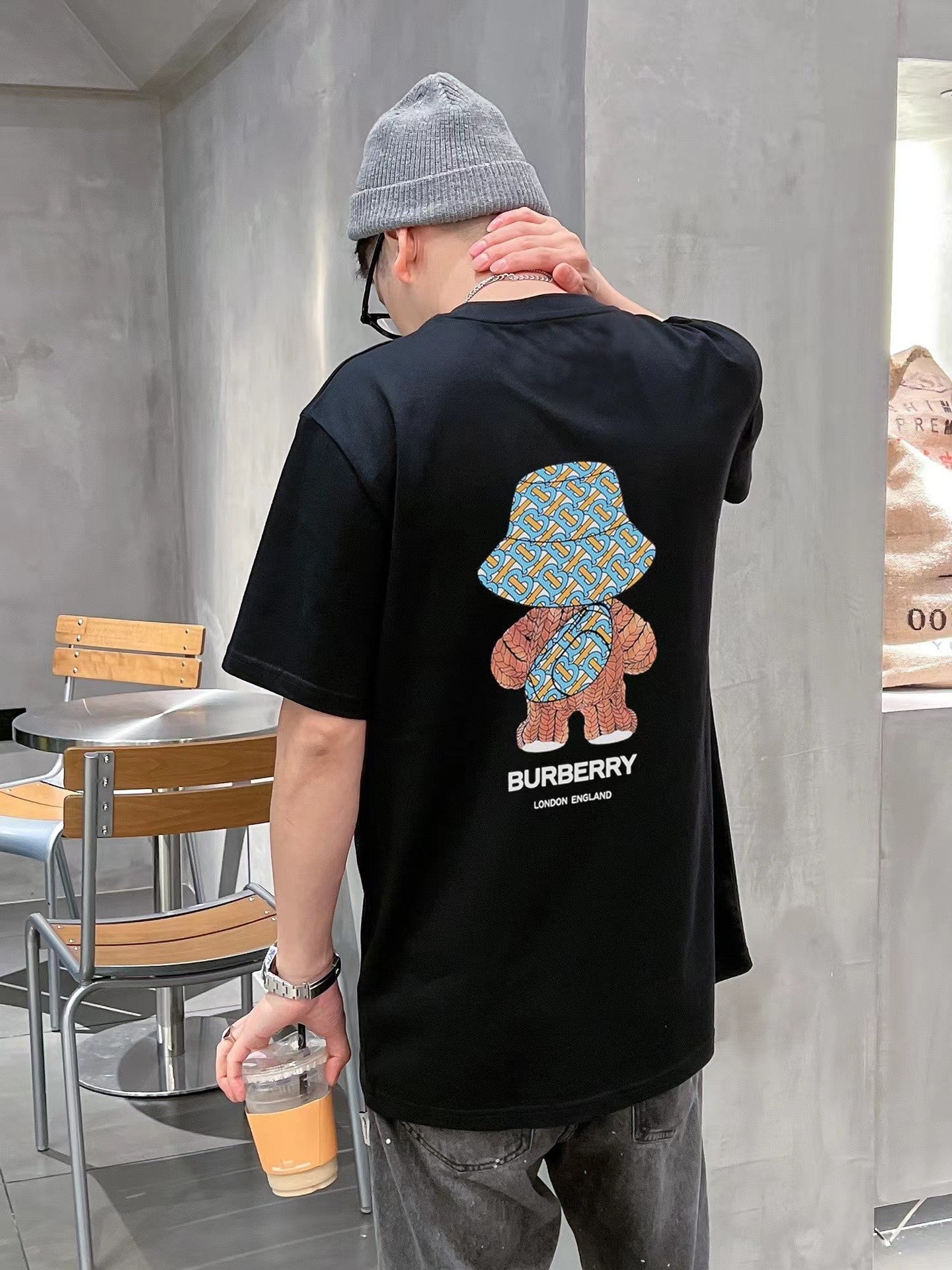 Bu front and back bear print T-shirt