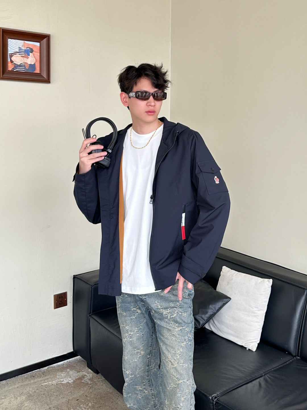 Mo 2025SS Small logo pocket hooded jacket