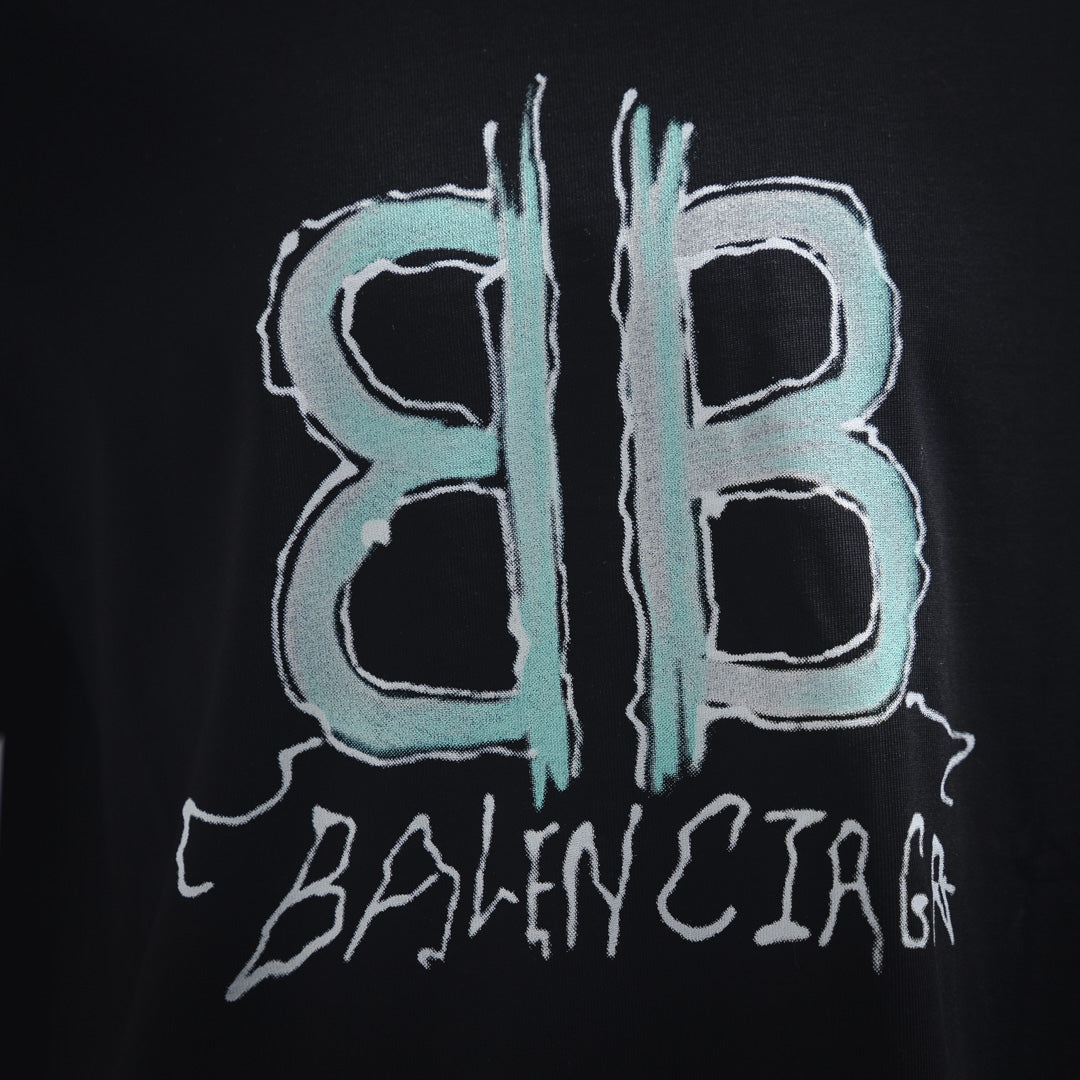 B Hand-painted letter printed T-shirt