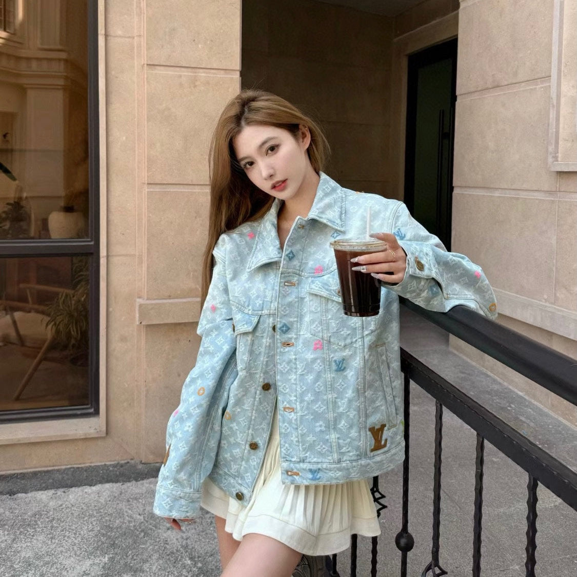 1V Tyler co-branded embroidered denim jacket set