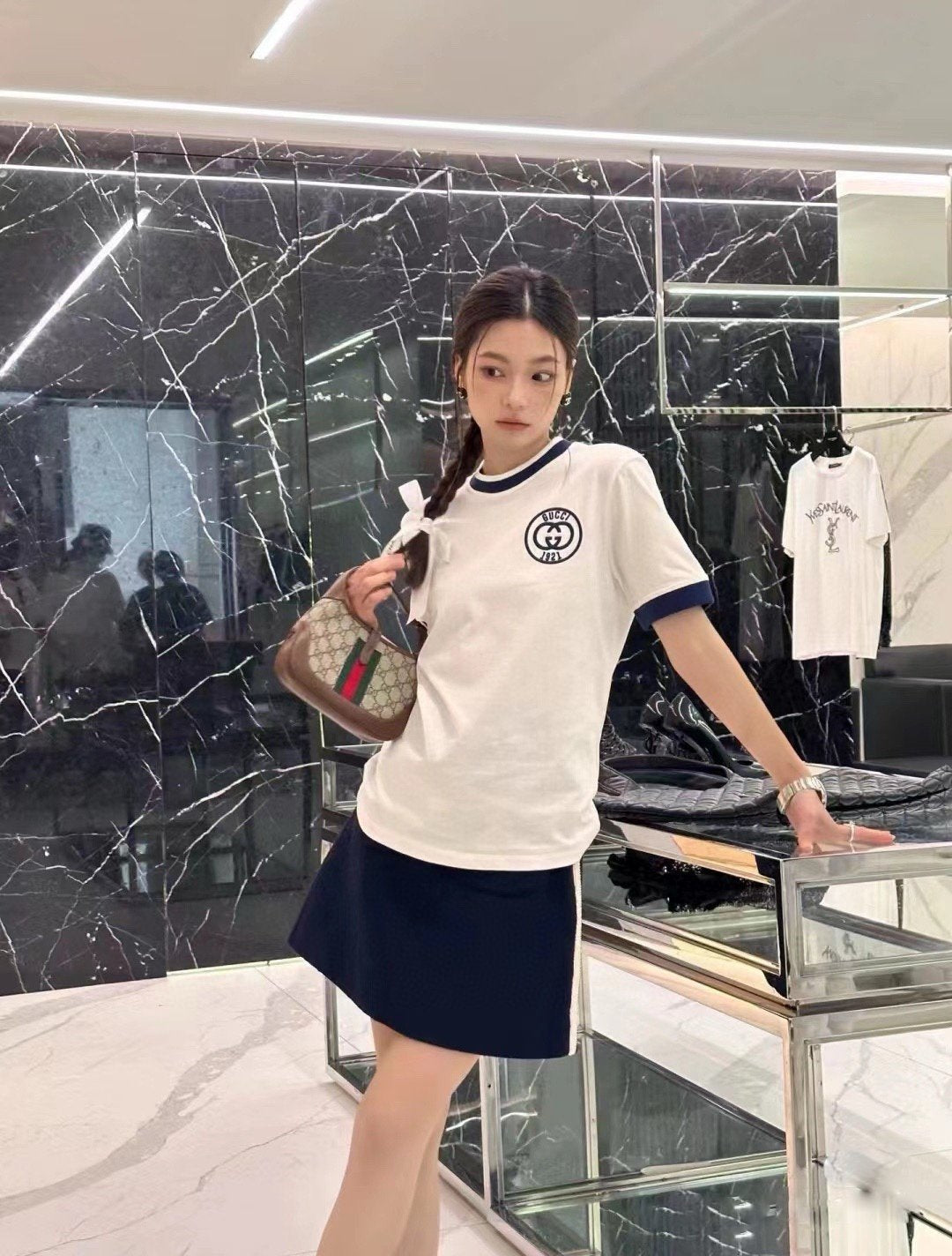 G 1921 embroidered logo contrasting short sleeves