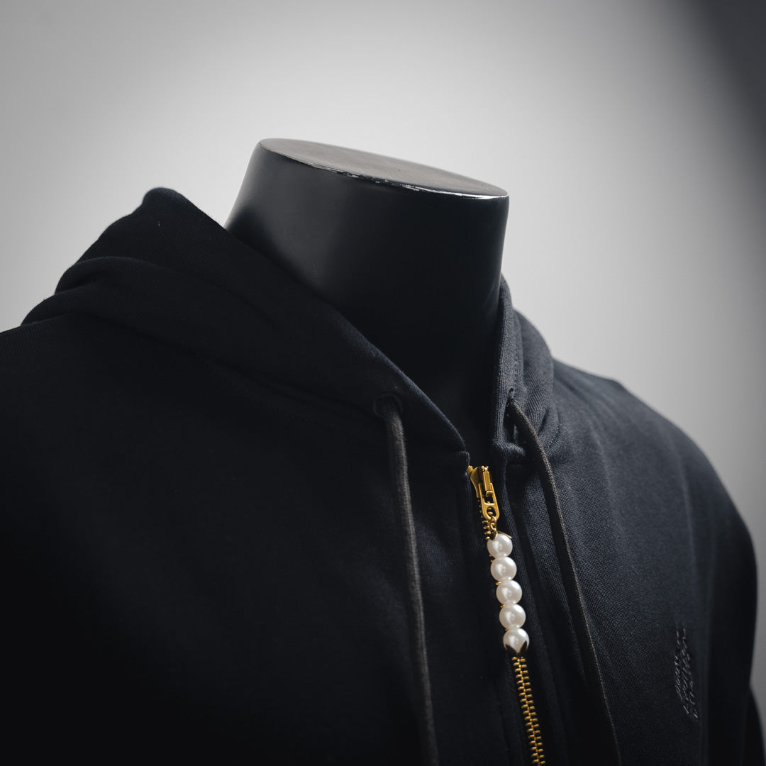 1V Pearl Hooded Zipper Sweatshirt