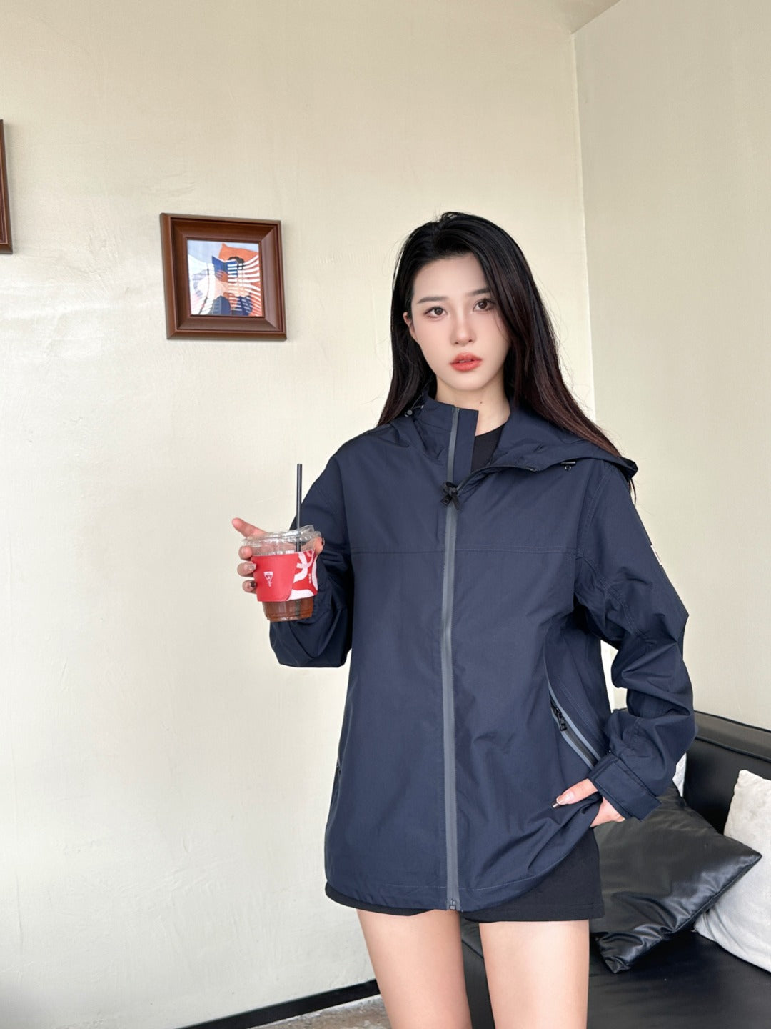 Mo 2025SS Embroidered logo hooded jacket