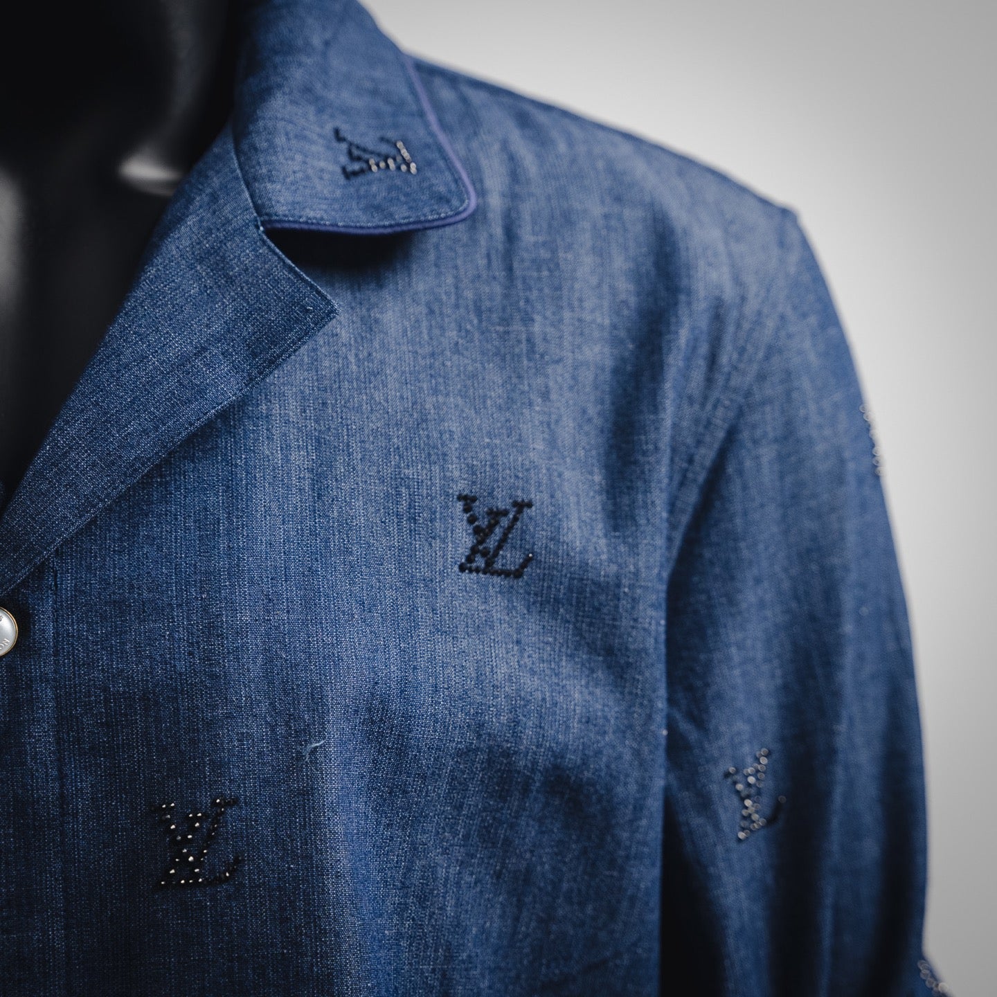 1V 24FW Rhinestone Diamond Denim Jacket set