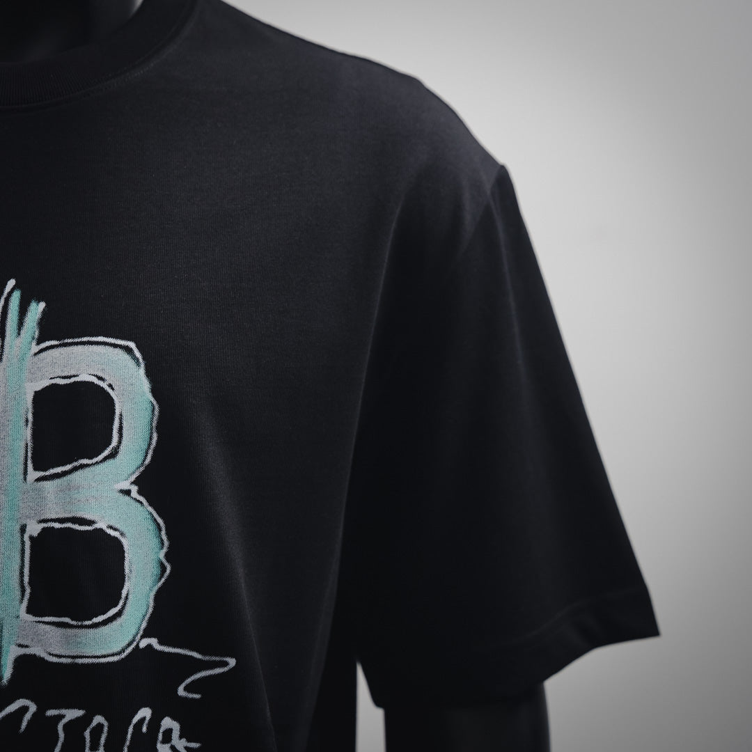 B Hand-painted letter printed T-shirt