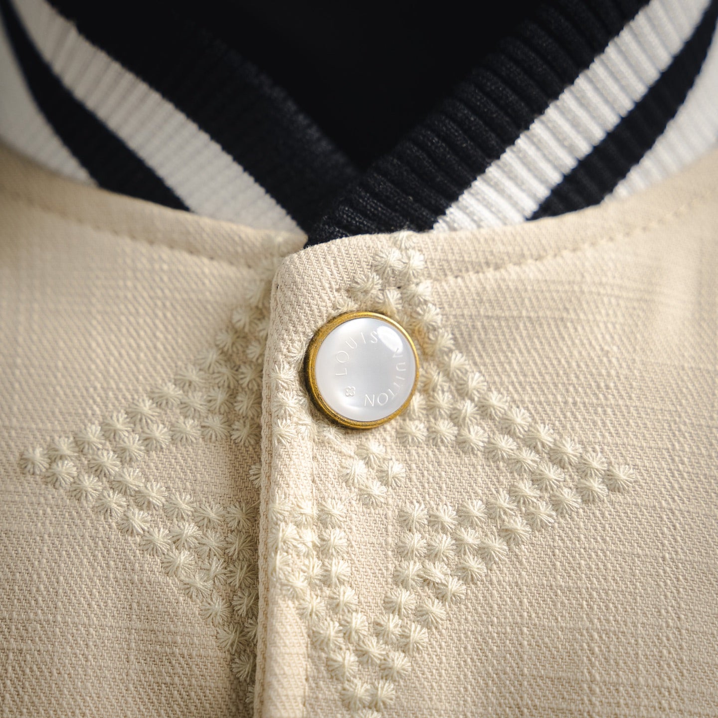 1V Pearl button baseball jacket