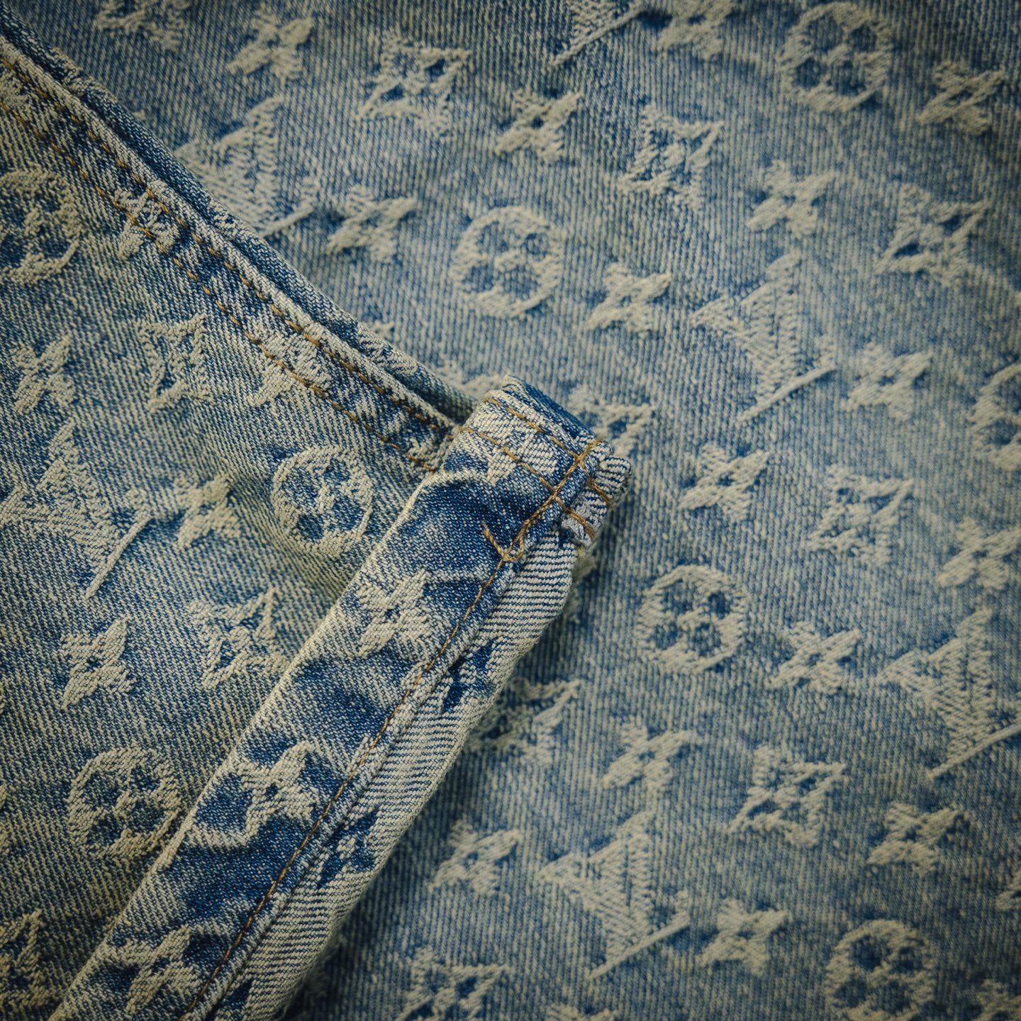 1V Jacquard straight washed jeans