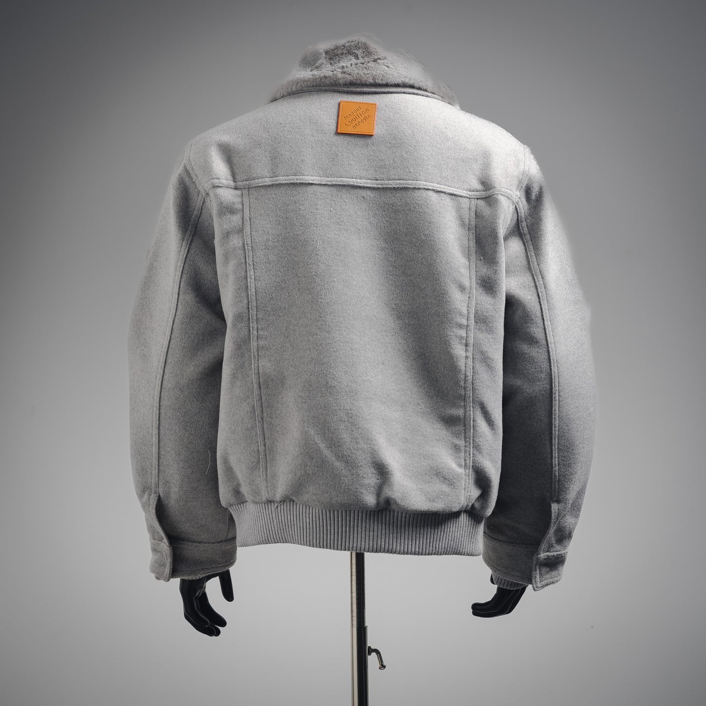 1V 24FW Fur Collar Splicing Wool Cotton Jacket