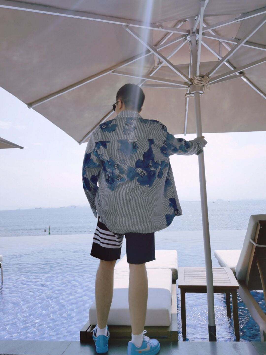 1V Ink pattern denim jacket