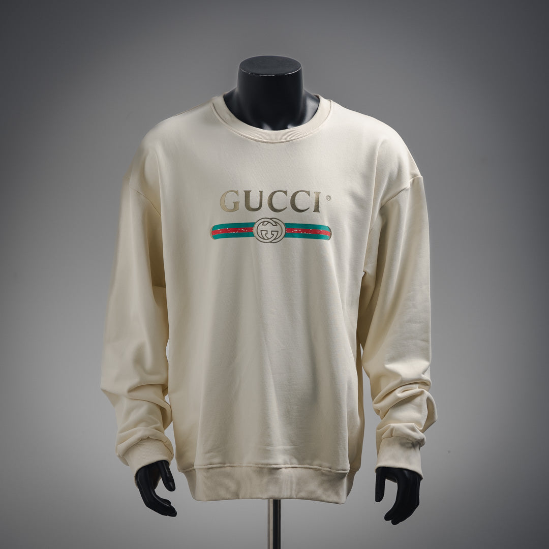 G Bedrucktes Rundhals-Pullover-Sweatshirt