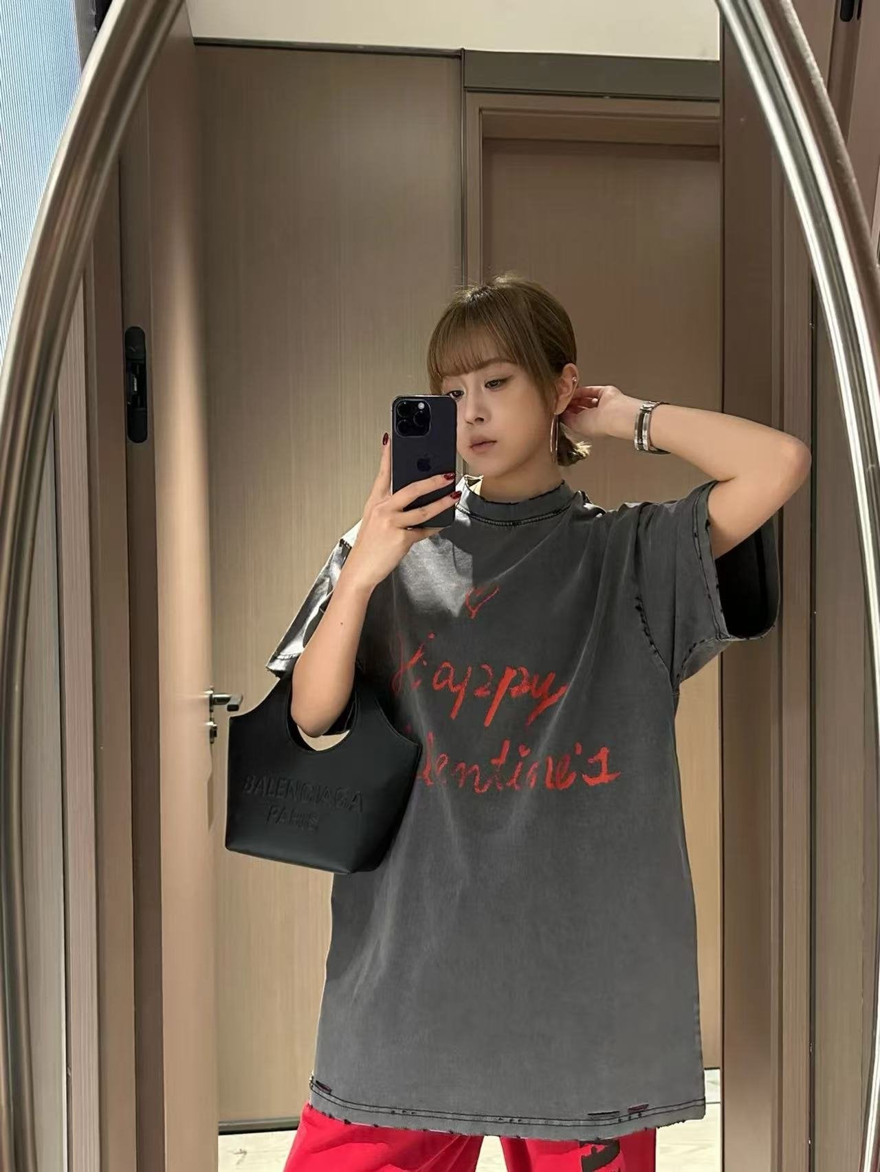 B 2025ss new love graffiti T-shirt