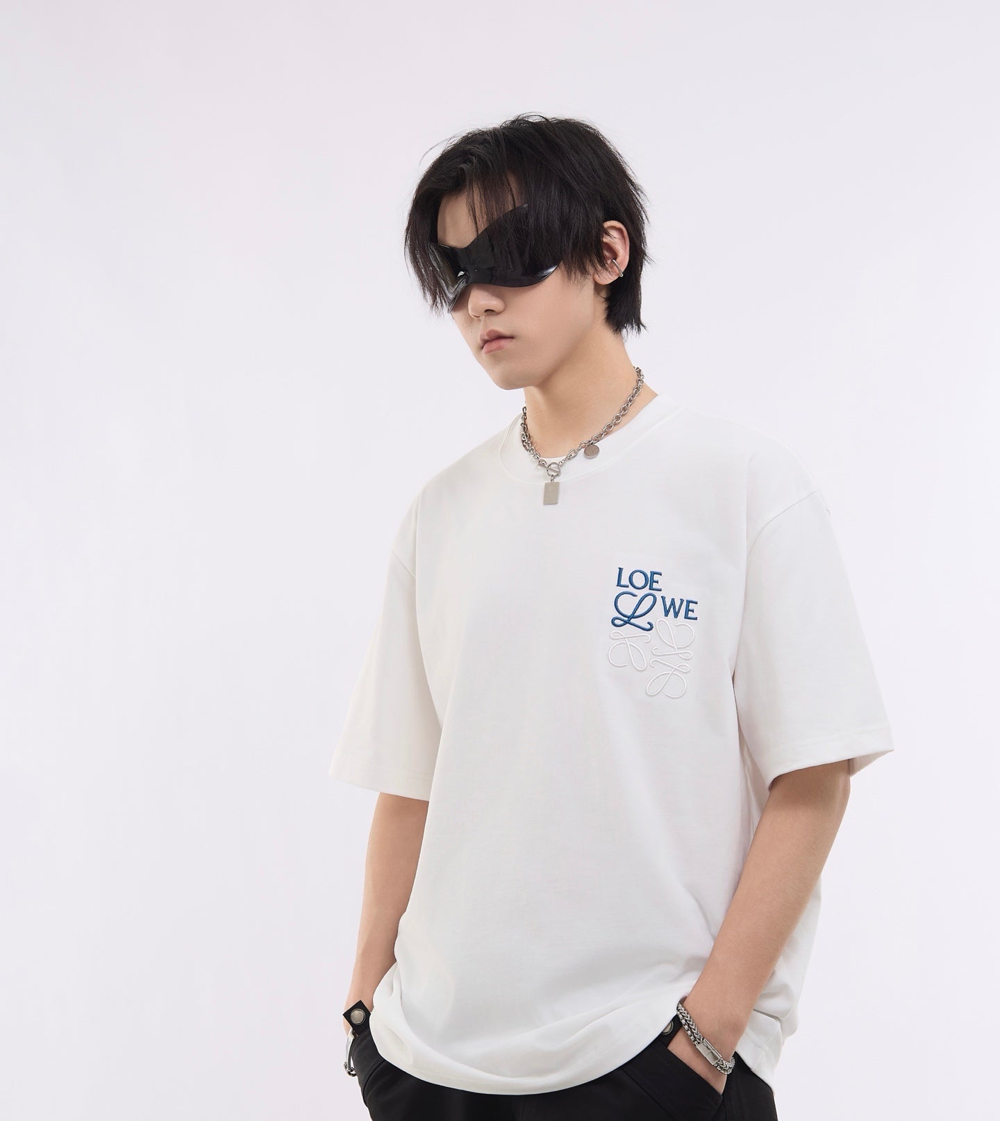 Le klassisches Logo besticktes Kurzarm-Shirt