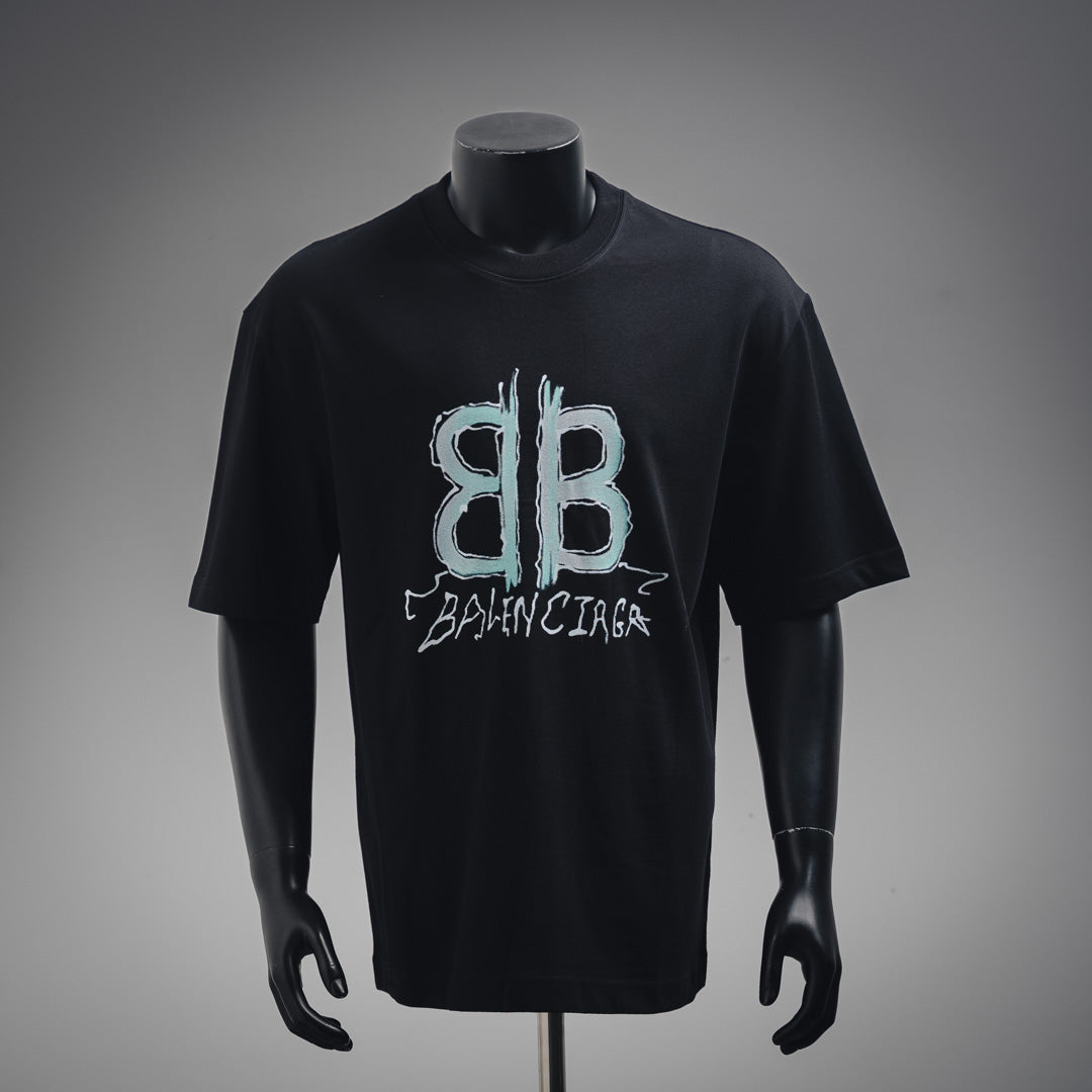 B Hand-painted letter printed T-shirt