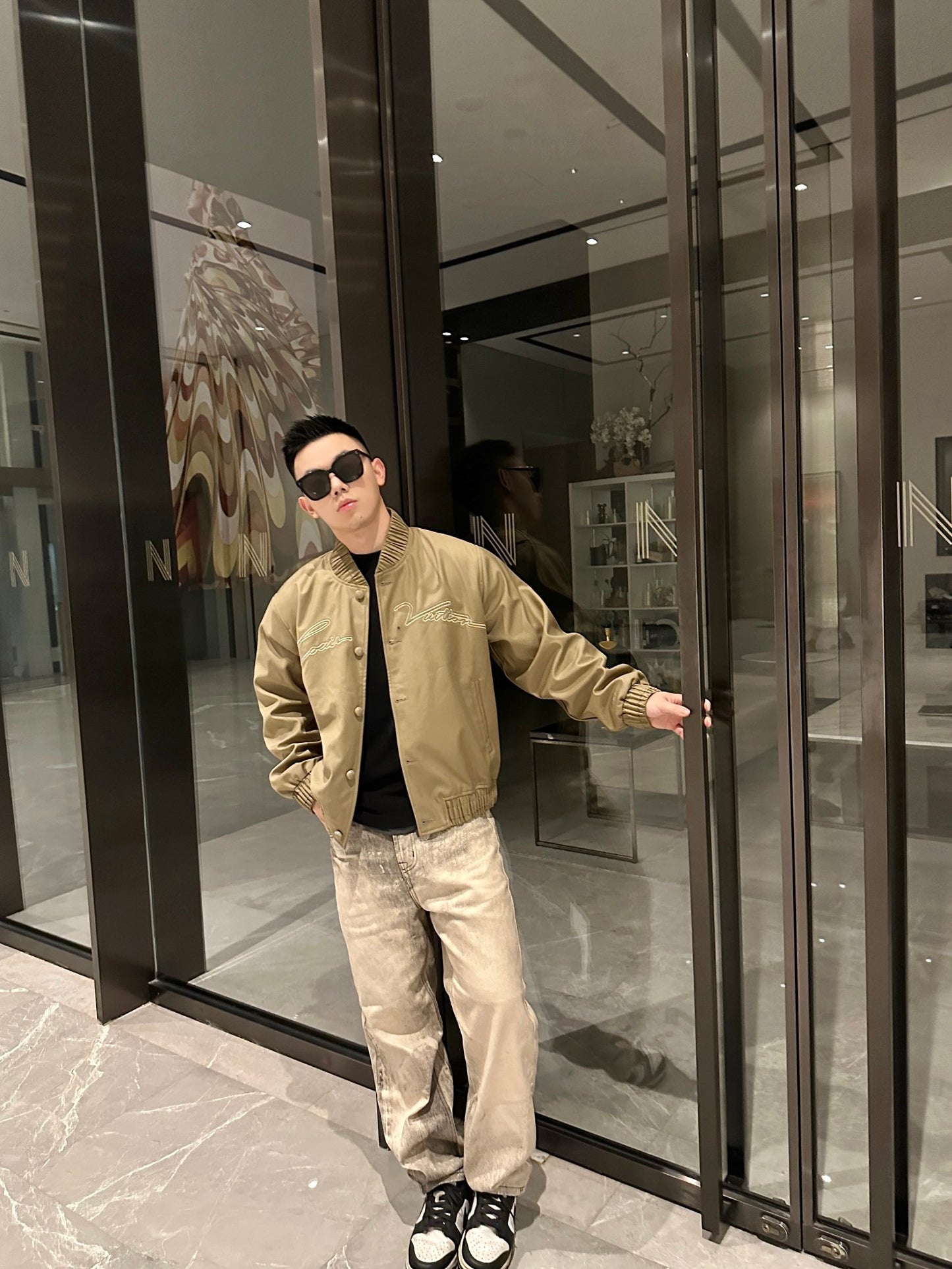 1V Pharrell embroidered flight jacket