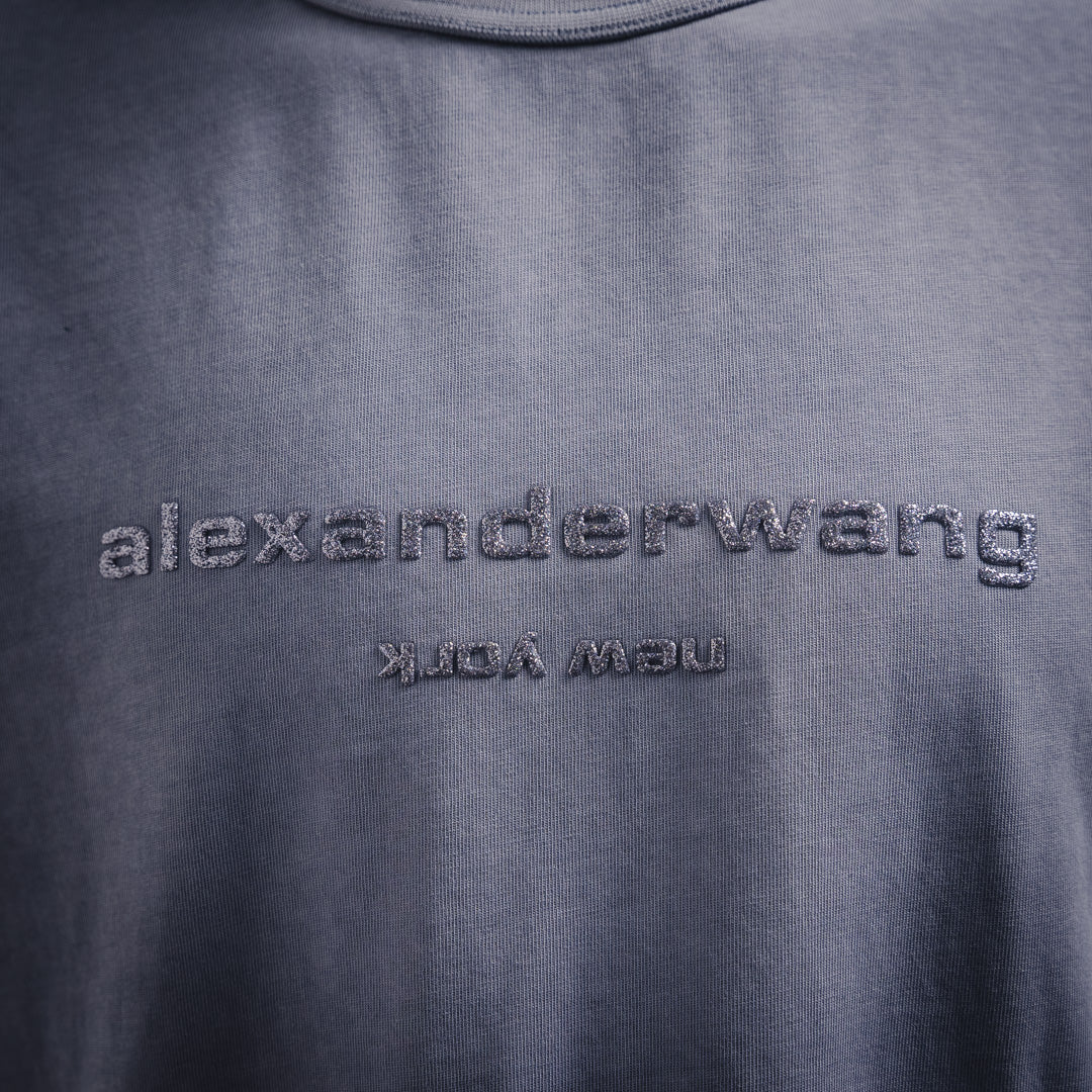 Al 2025SS Glitter letter embossed T-shirt