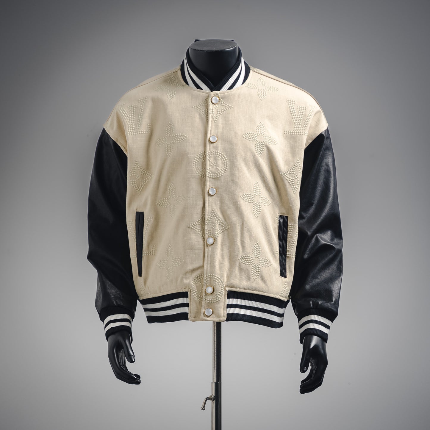 1V Pearl button baseball jacket