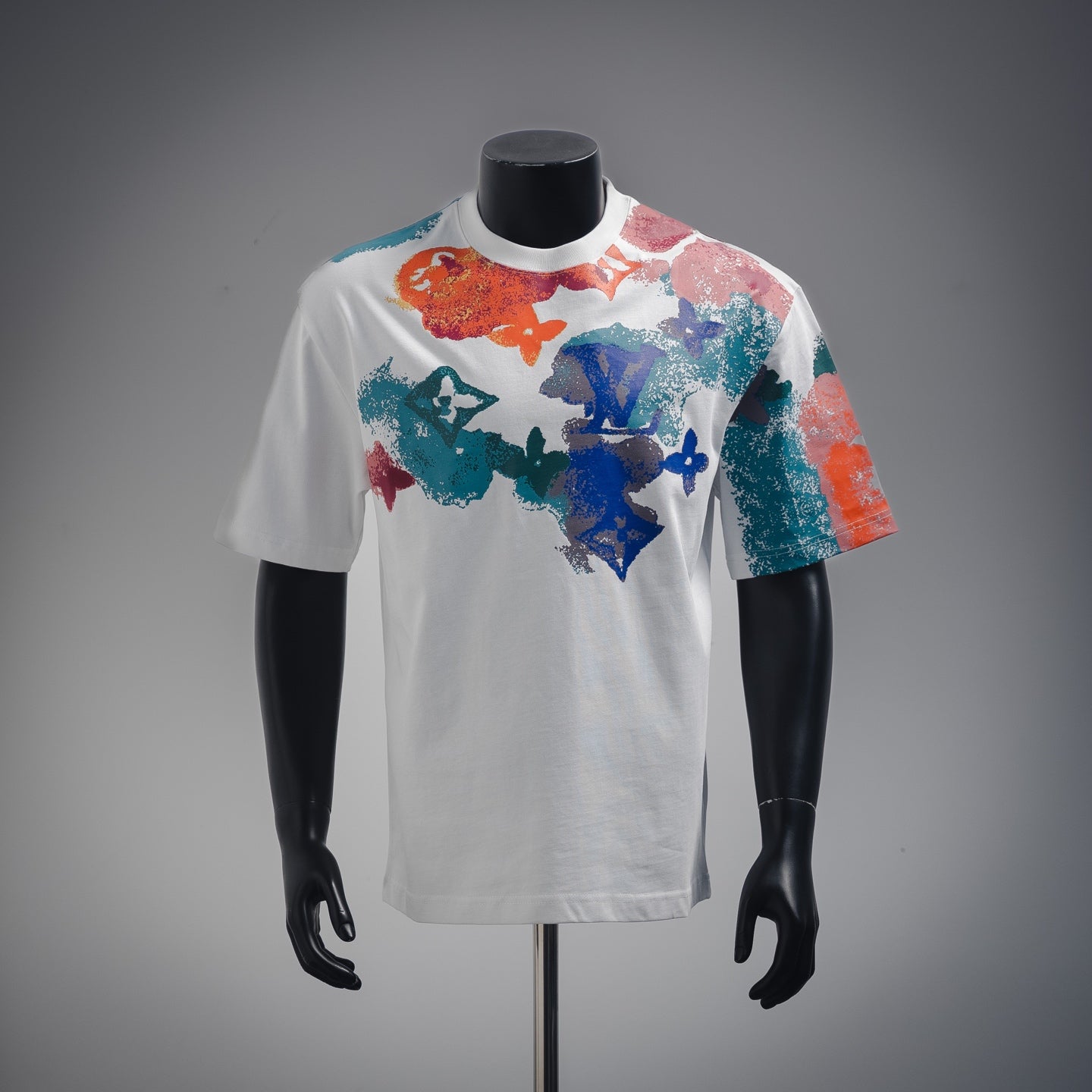 1V 2025ss Colorful ink pattern T-shirt