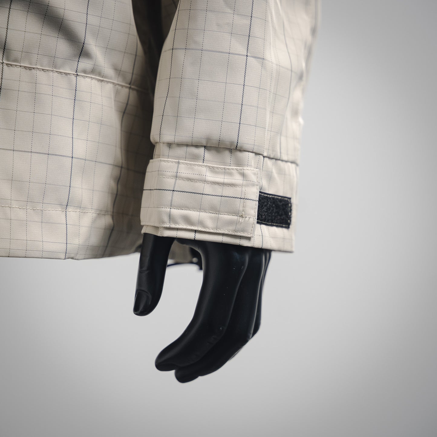 B Bestickter Stehkragen-Halb-Reißverschluss-Plaid-Jacke