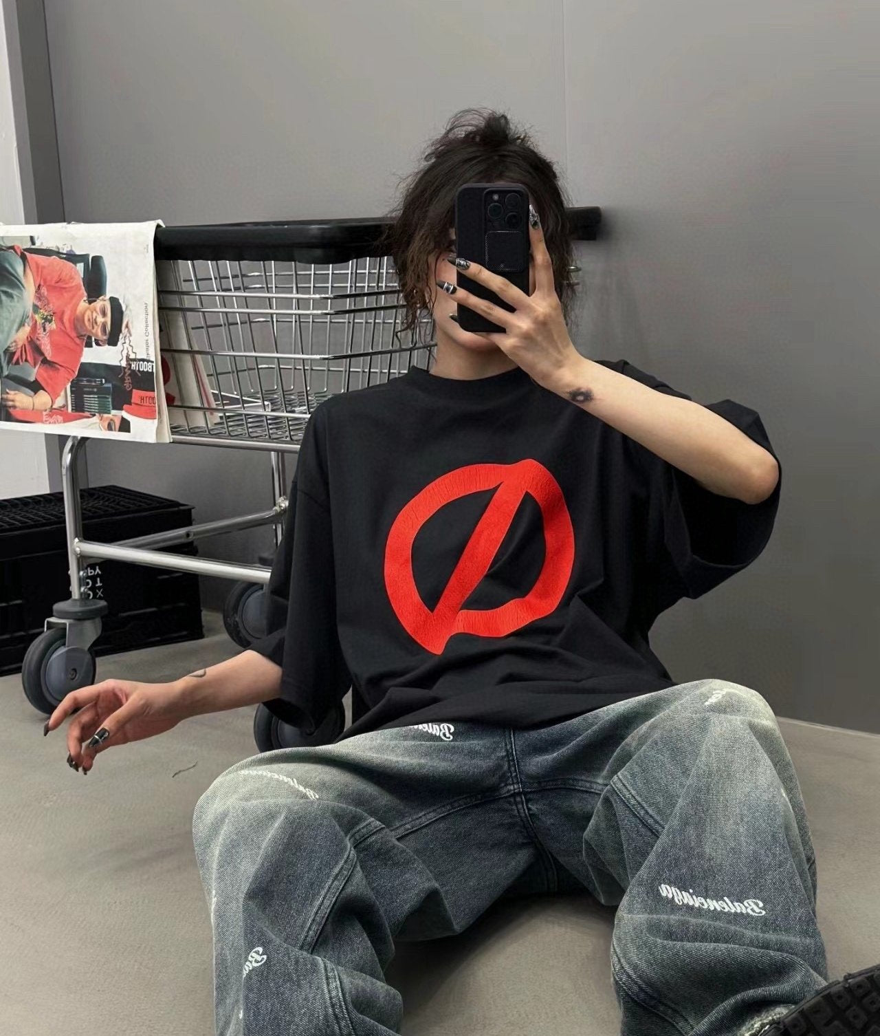 B No Passing Printed Reverse Wear T-shirt