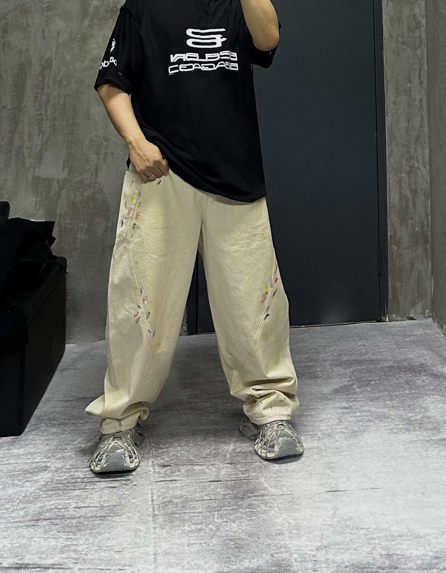 B 24SS Summer Ink-splashed Jeans