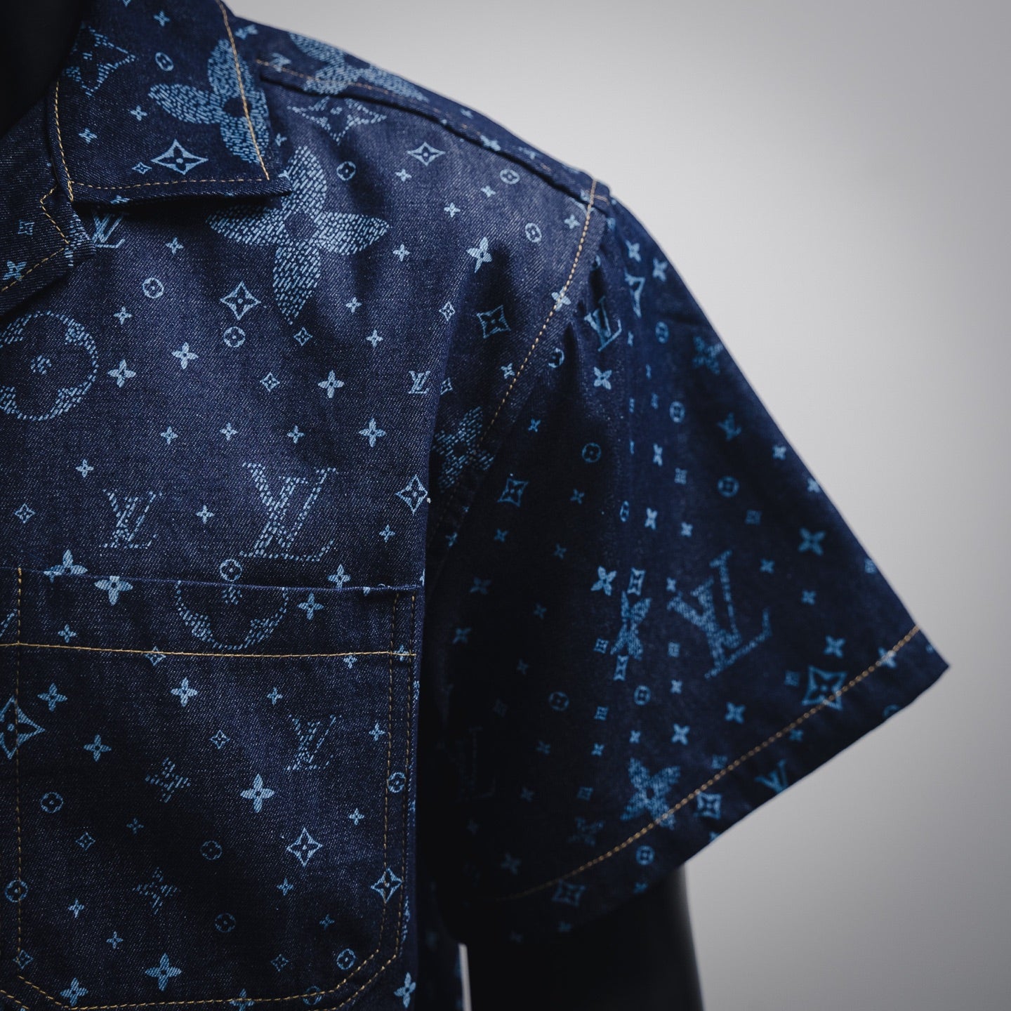 1V 2025 Printed Short-Sleeved Denim Shirt set