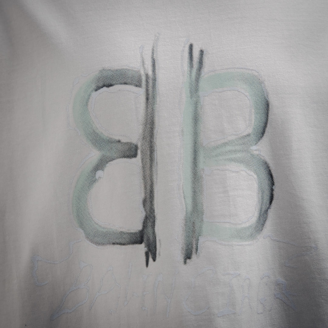 B Hand-painted letter printed T-shirt