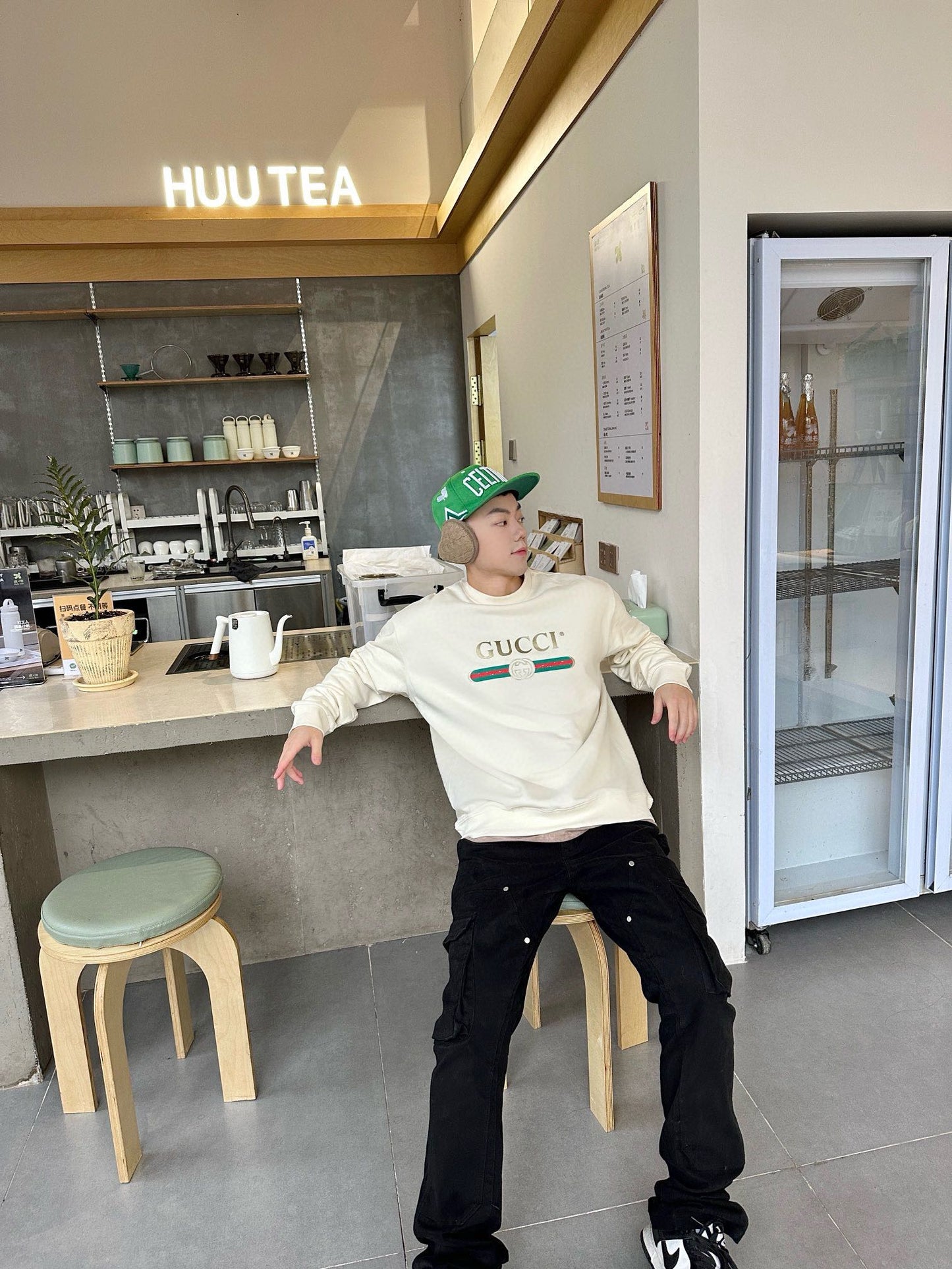 G Bedrucktes Rundhals-Pullover-Sweatshirt