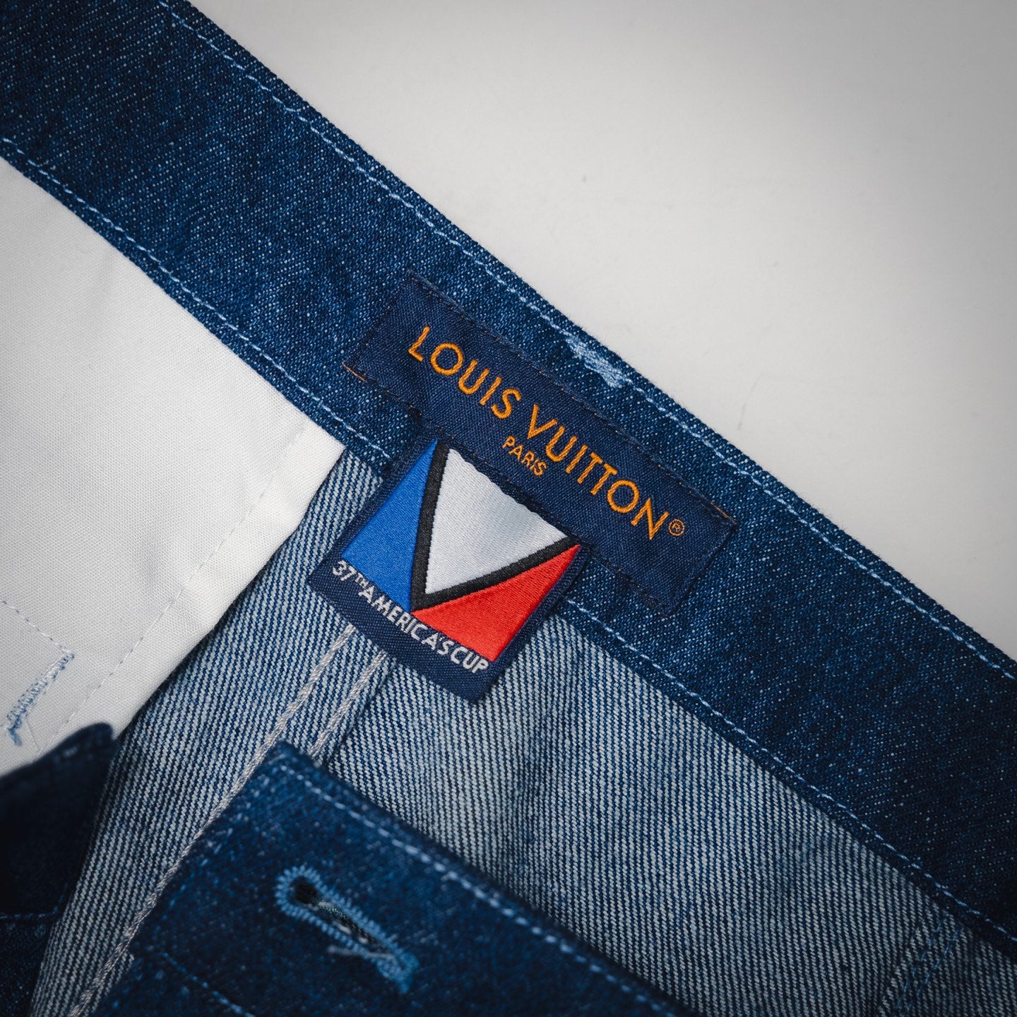 1V 2025 Embroidered Damier Denim Shorts