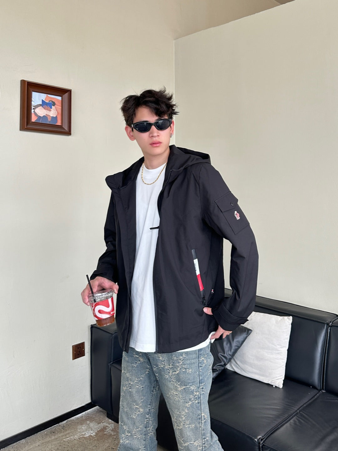 Mo 2025SS Small logo pocket hooded jacket