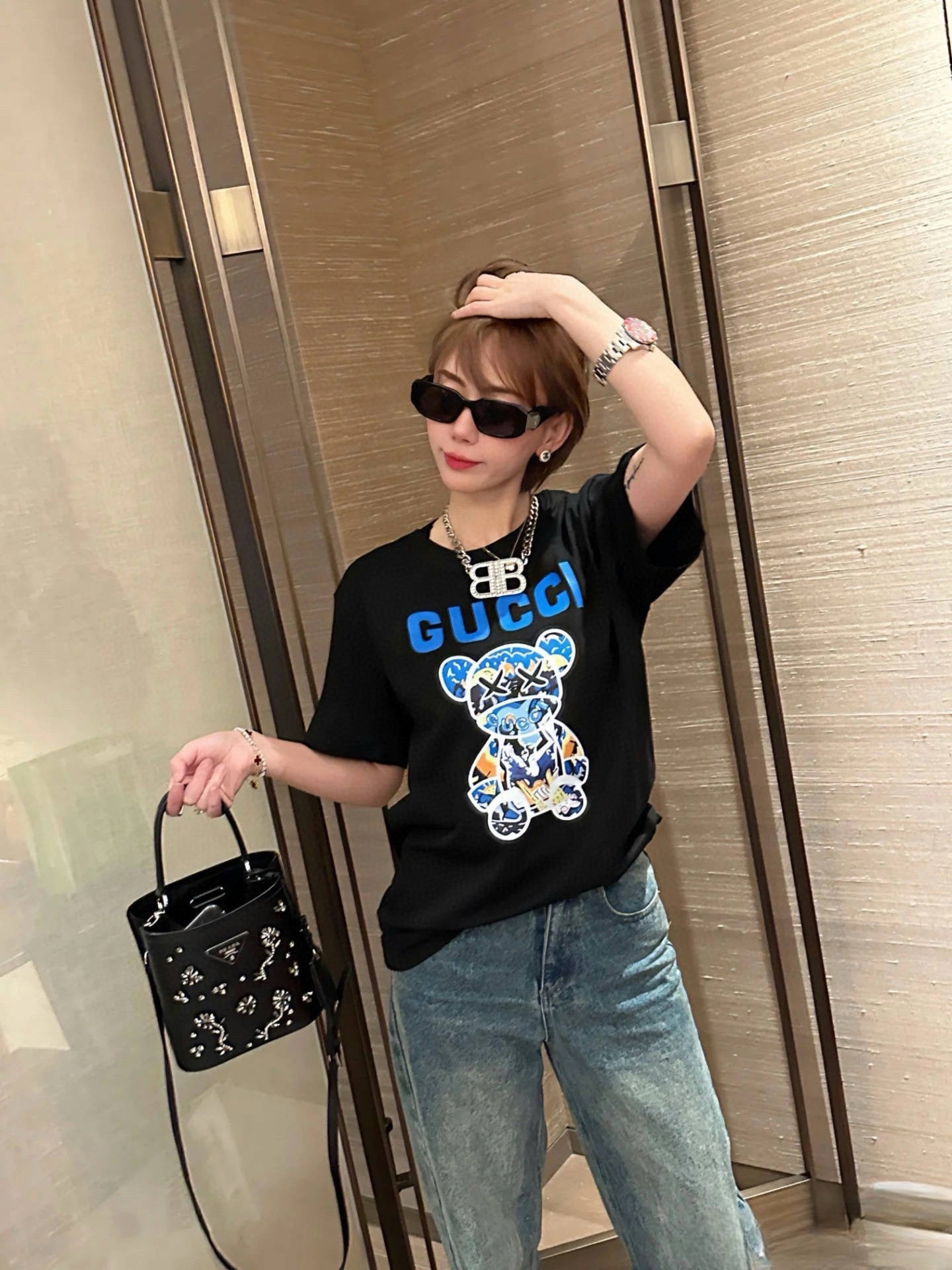 G 24ss graffiti bear print T-shirt