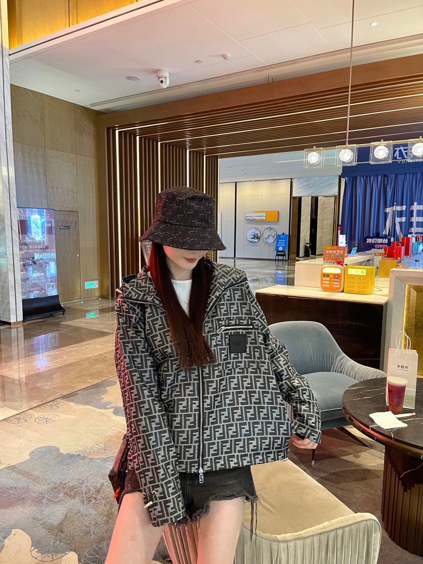 Fe FF full print windbreaker zipper jacket