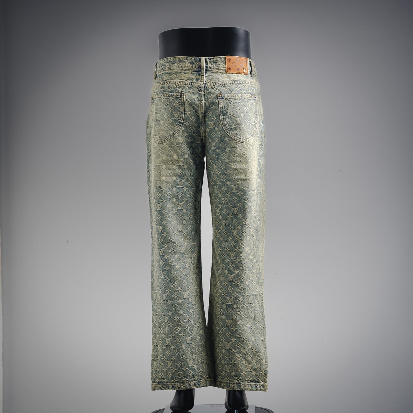 1V Jacquard straight washed jeans