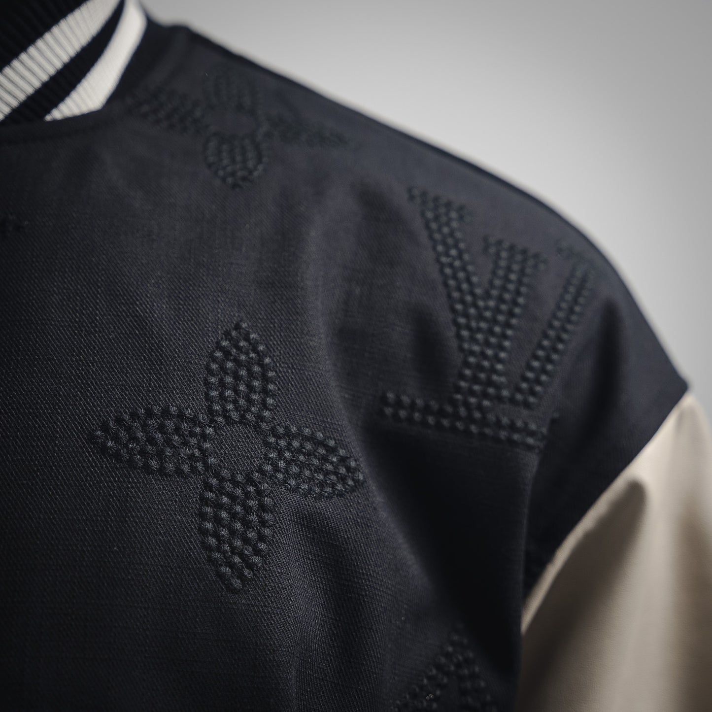 1V Pearl button baseball jacket