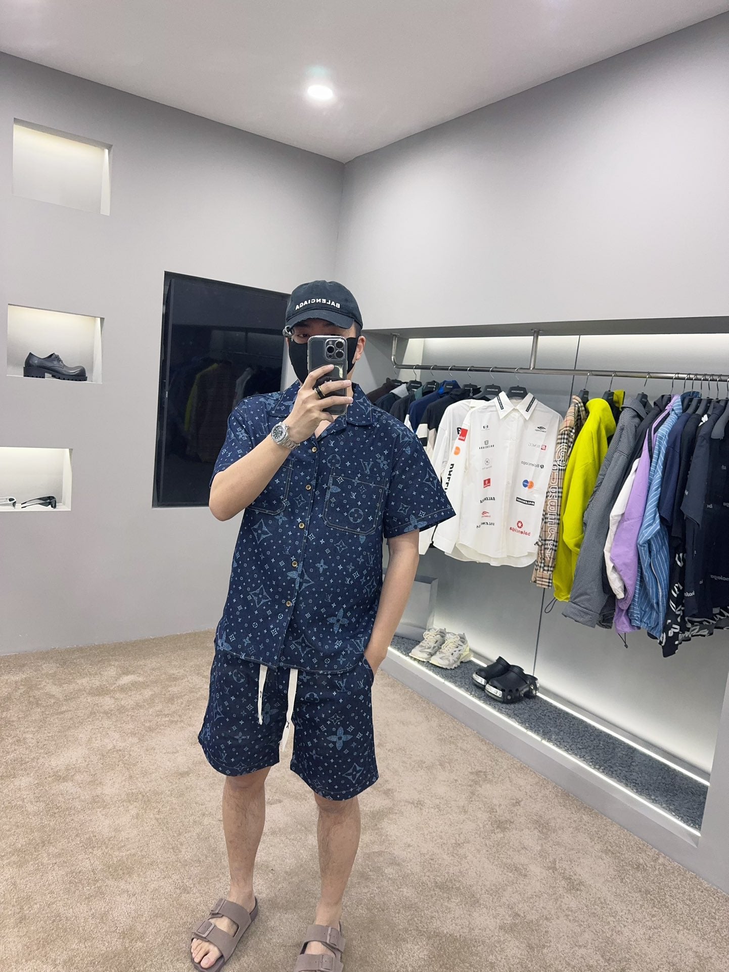 1V 2025 Printed Short-Sleeved Denim Shirt set