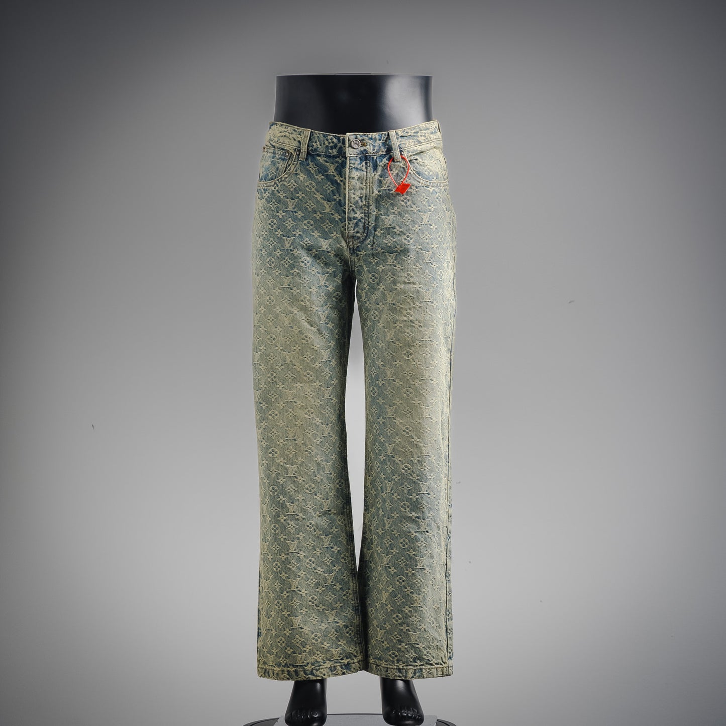 1V Jacquard straight washed jeans