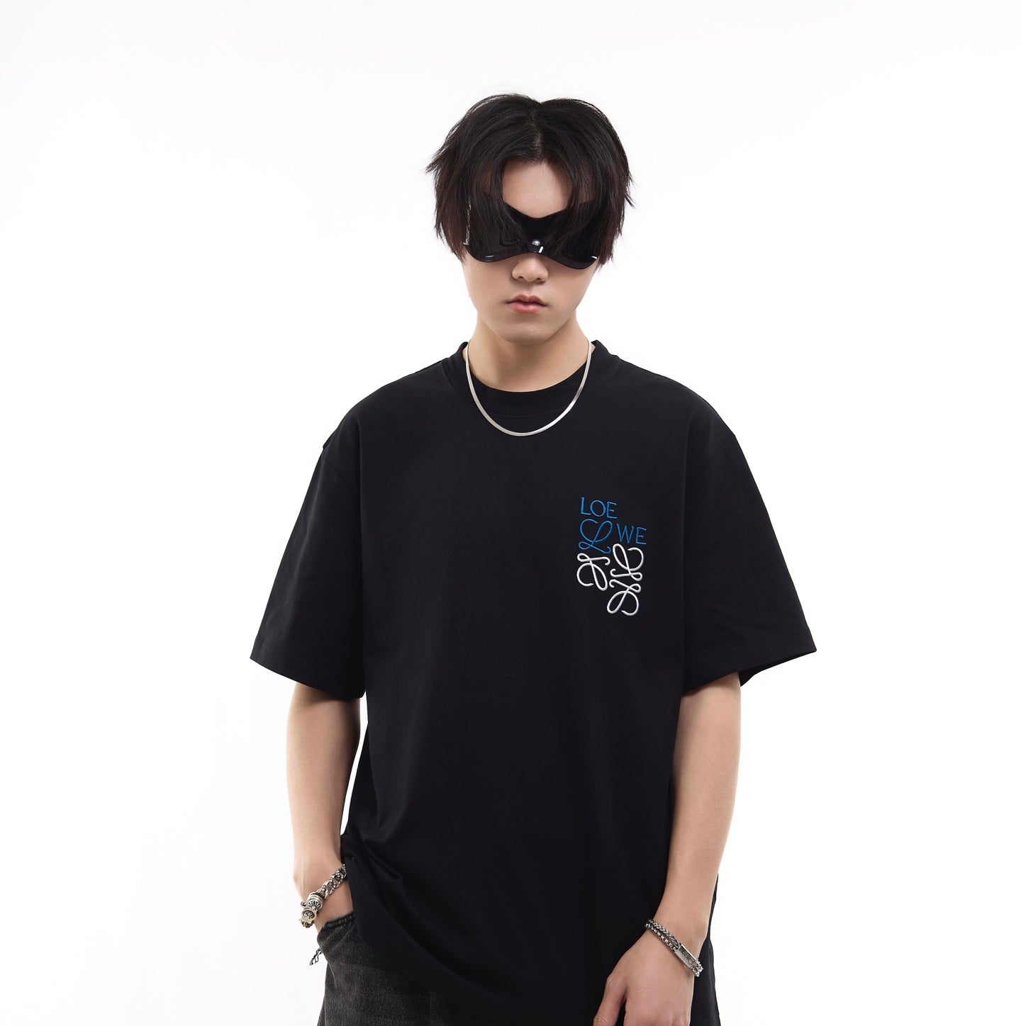 Le klassisches Logo besticktes Kurzarm-Shirt