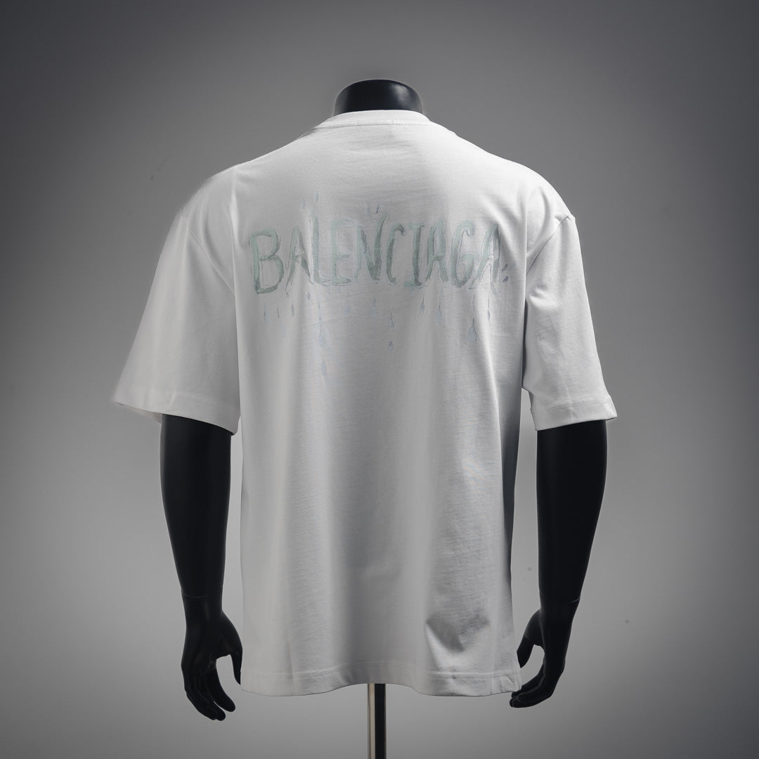 B Hand-painted letter printed T-shirt