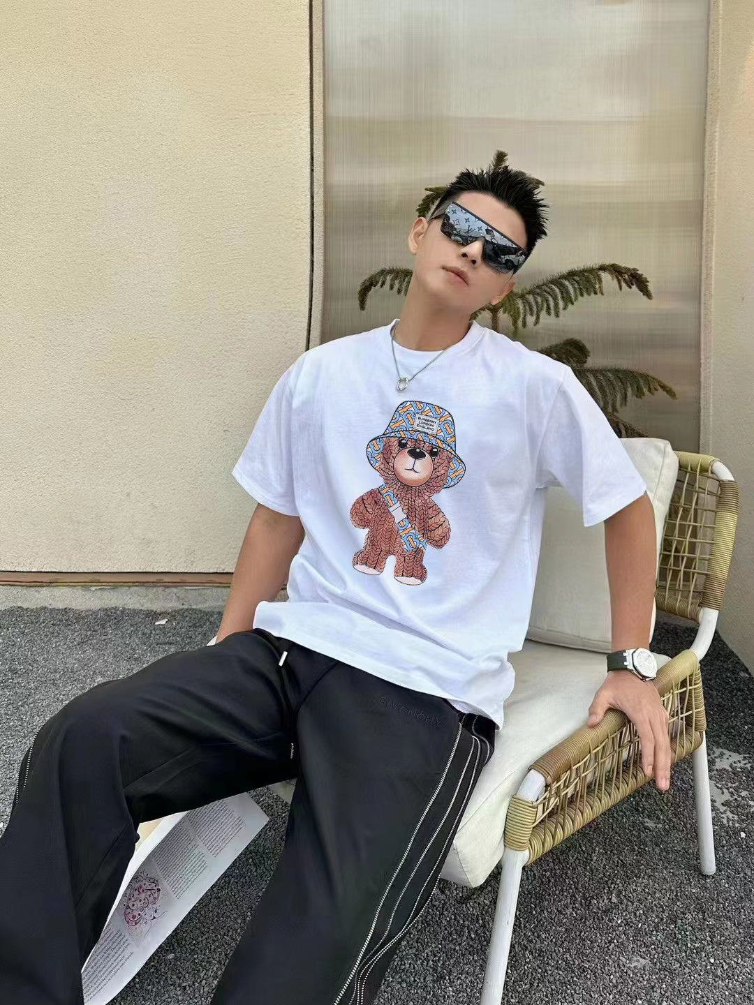 Bu front and back bear print T-shirt