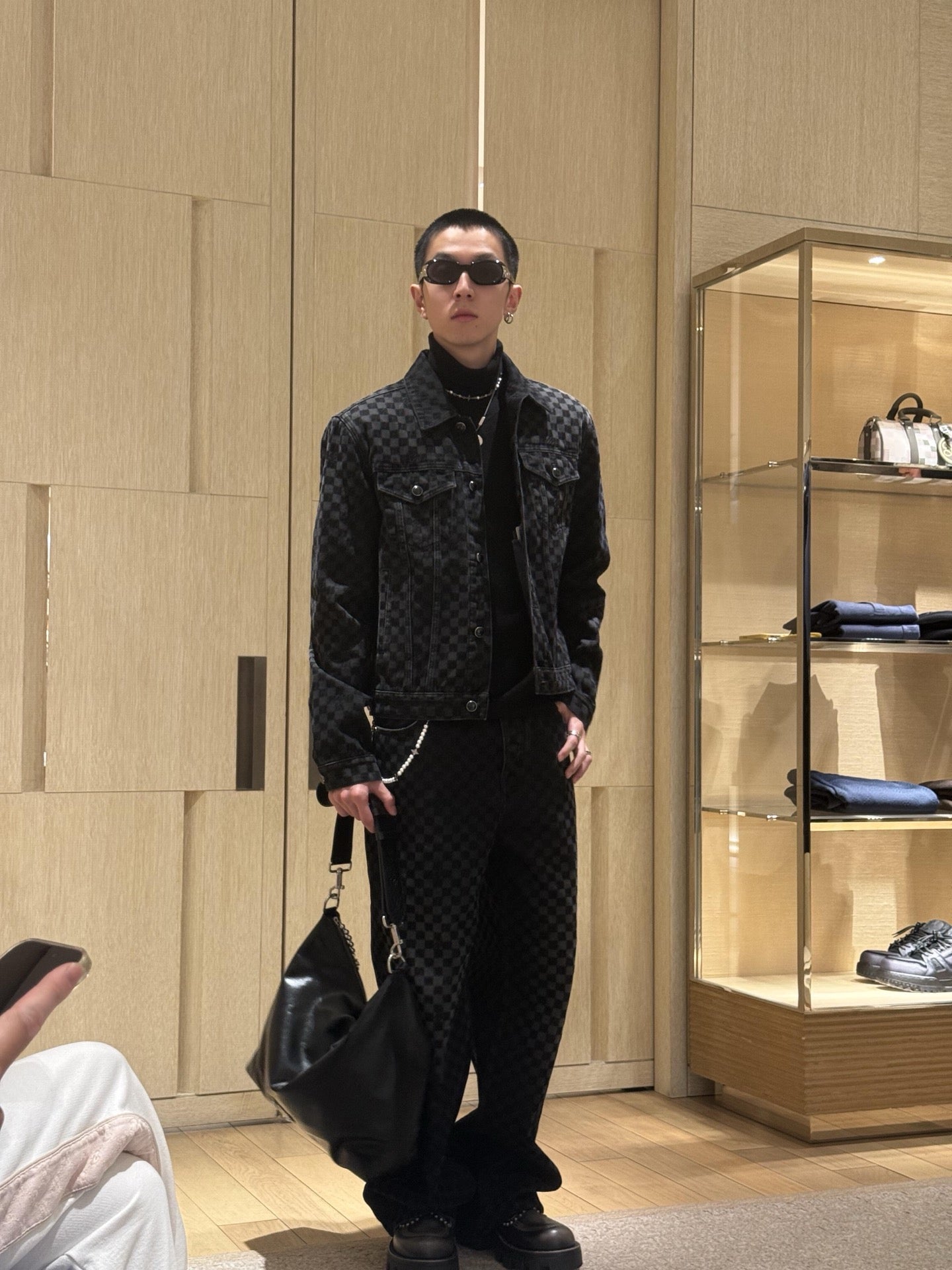 1V 24FW Gradient Checkerboard Jeans set