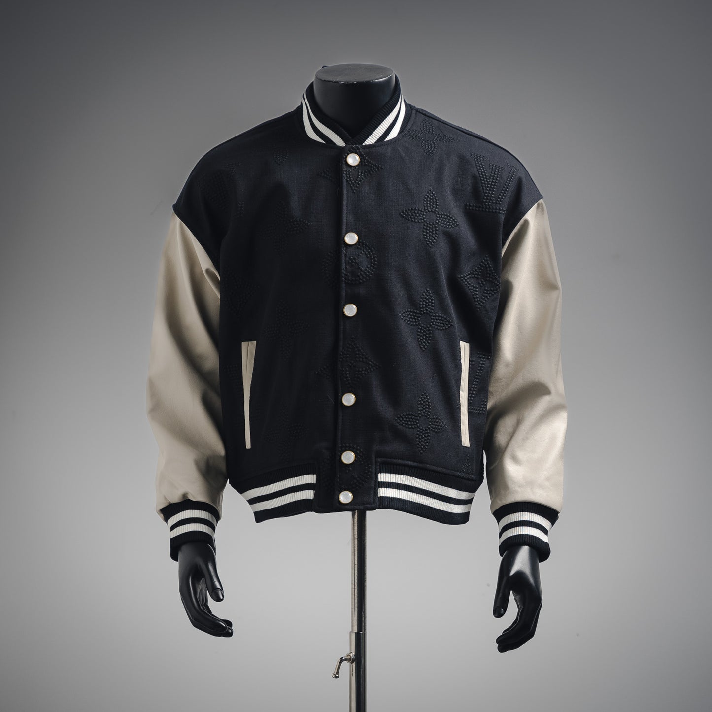 1V Pearl button baseball jacket