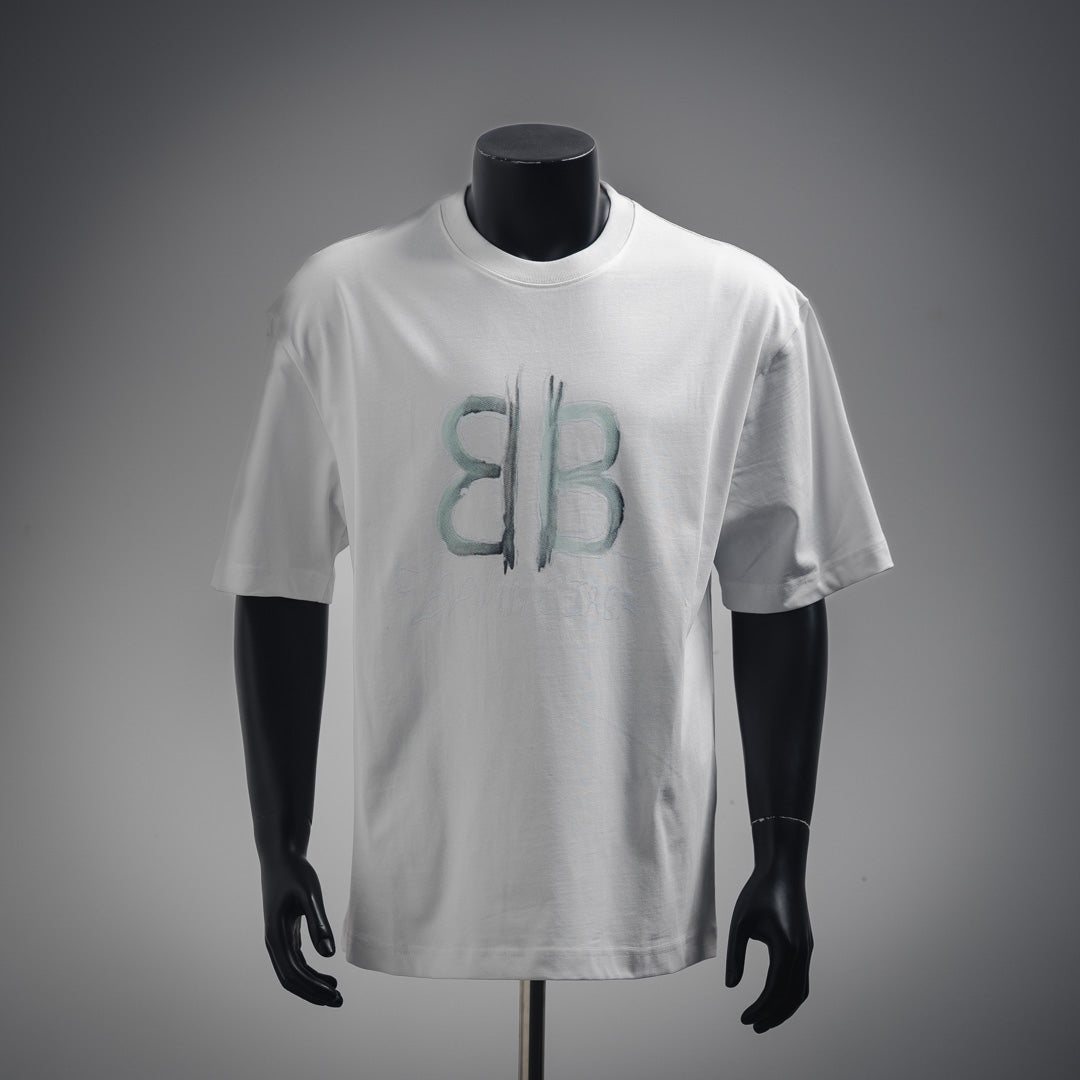 B Hand-painted letter printed T-shirt