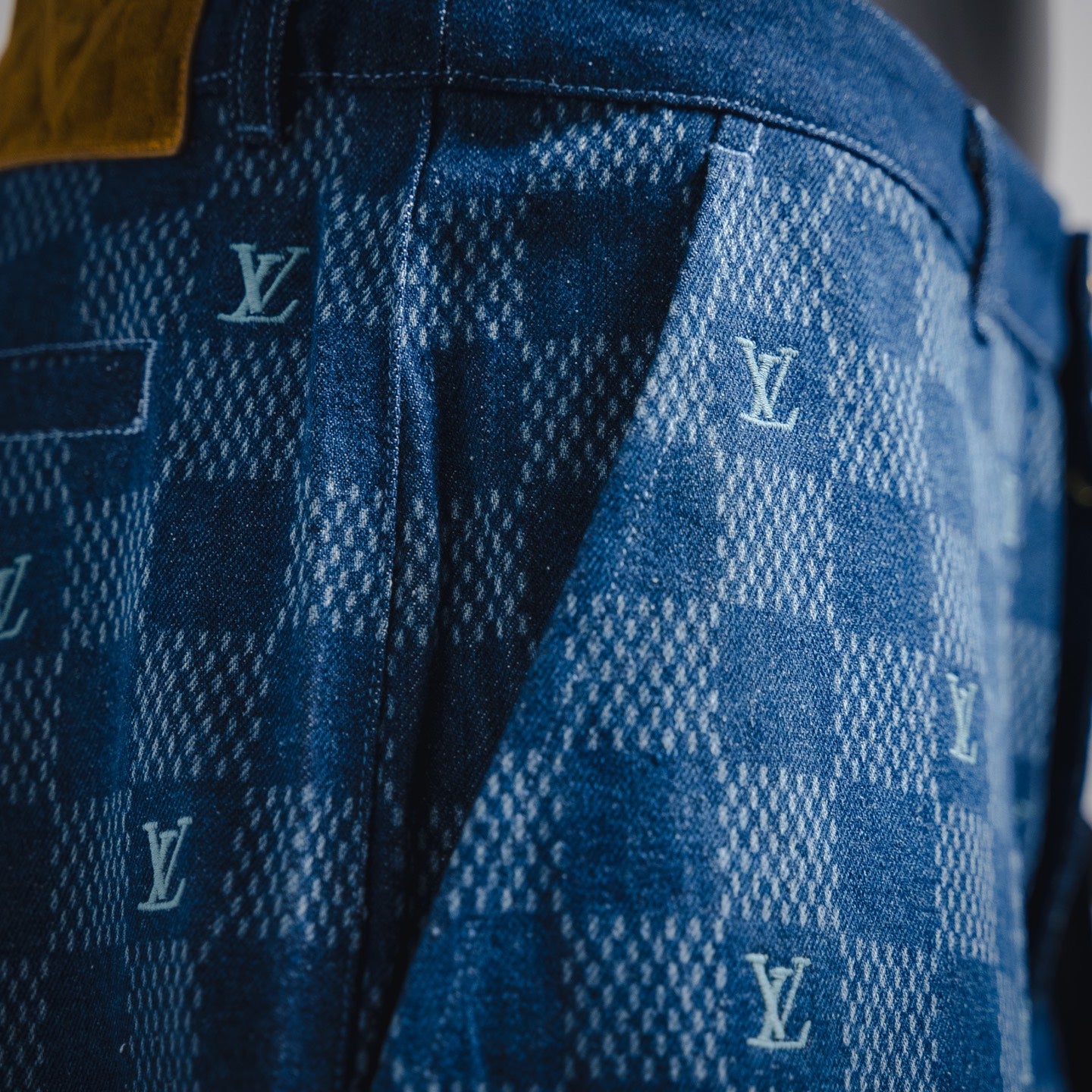 1V 2025 Embroidered Damier Denim Shorts